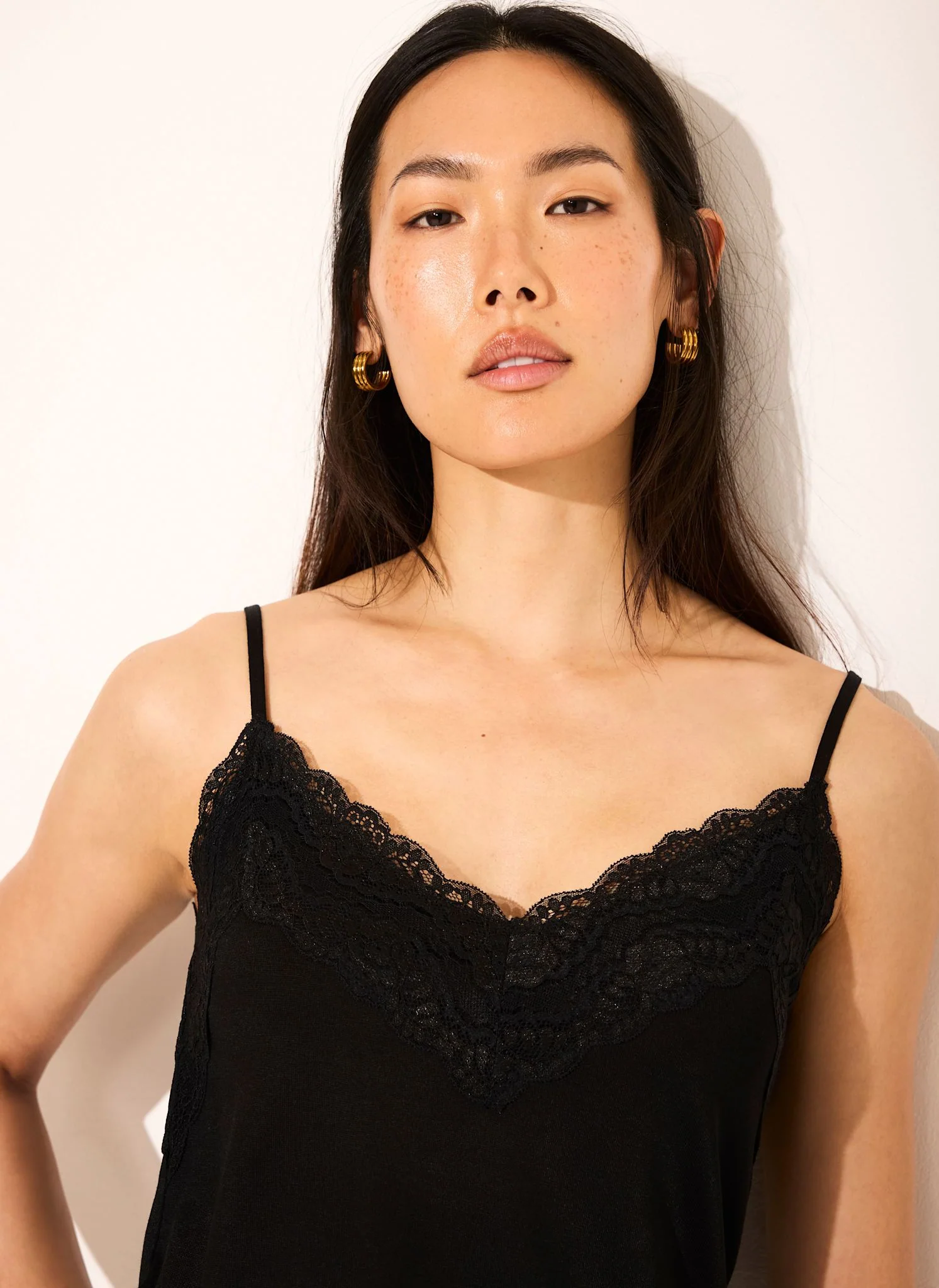 Black Lace Detail Camisole Top - Image 5