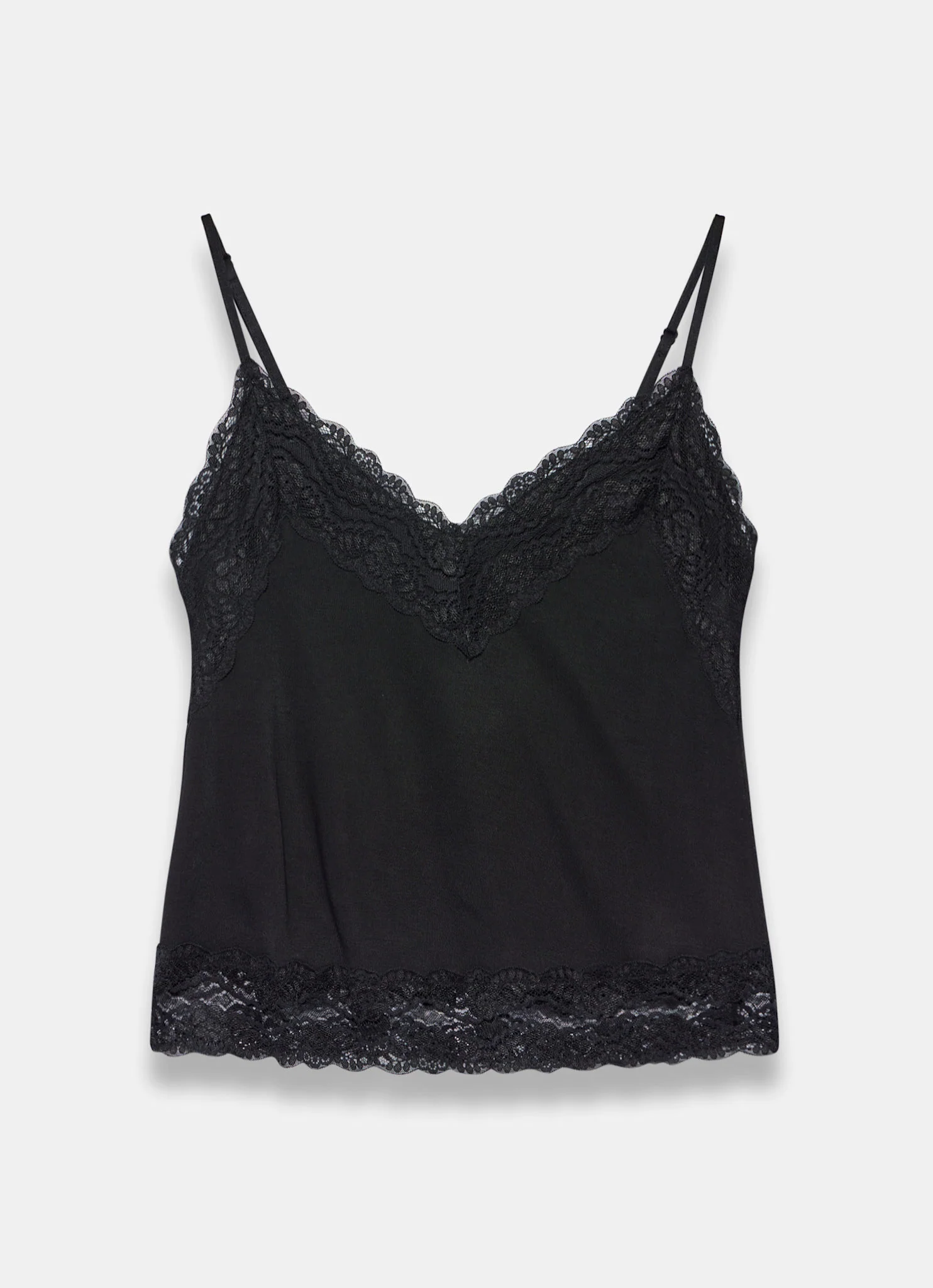 Black Lace Detail Camisole Top - Image 7