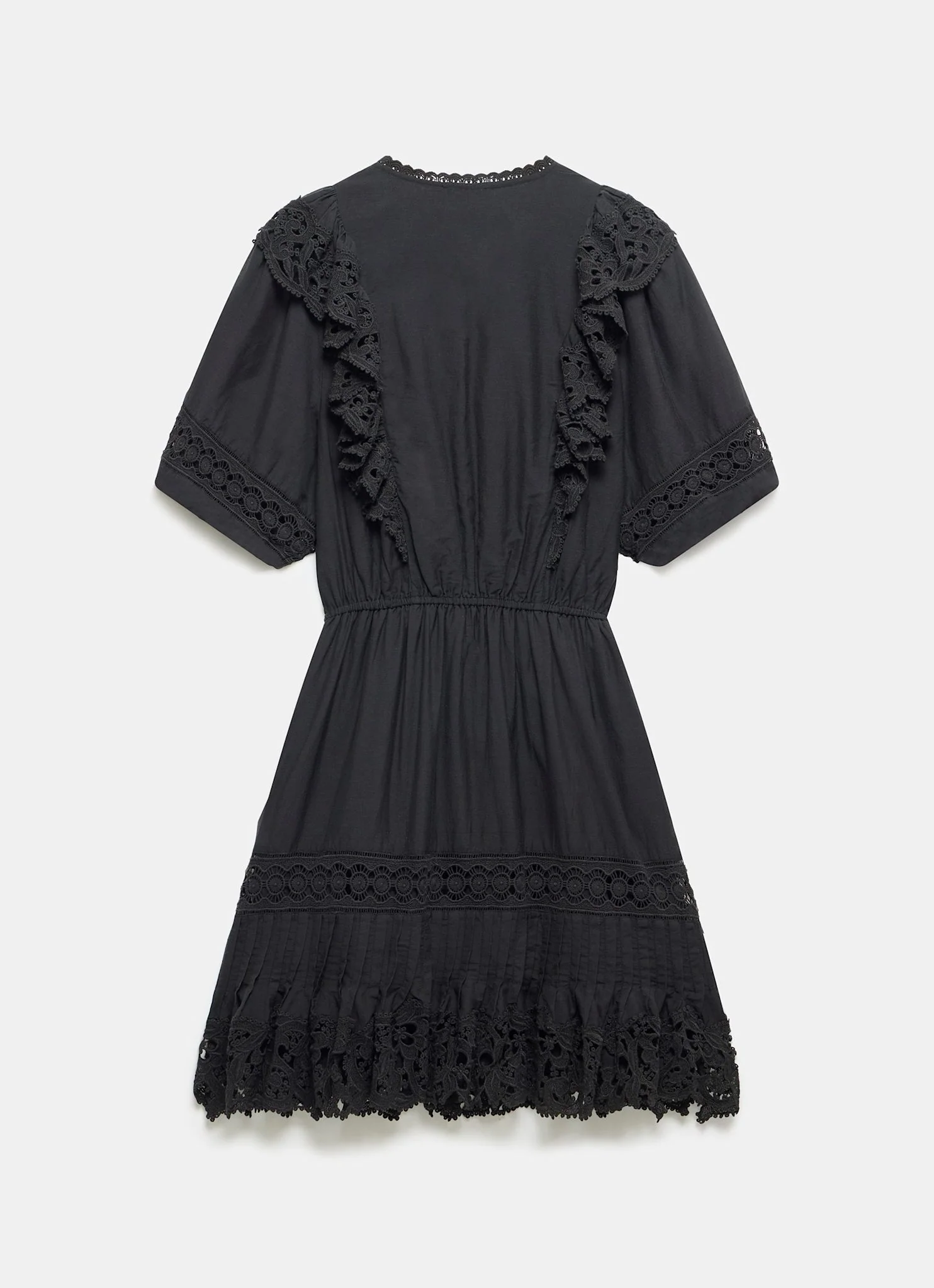 Black Lace Ruffle Mini Dress - Image 7