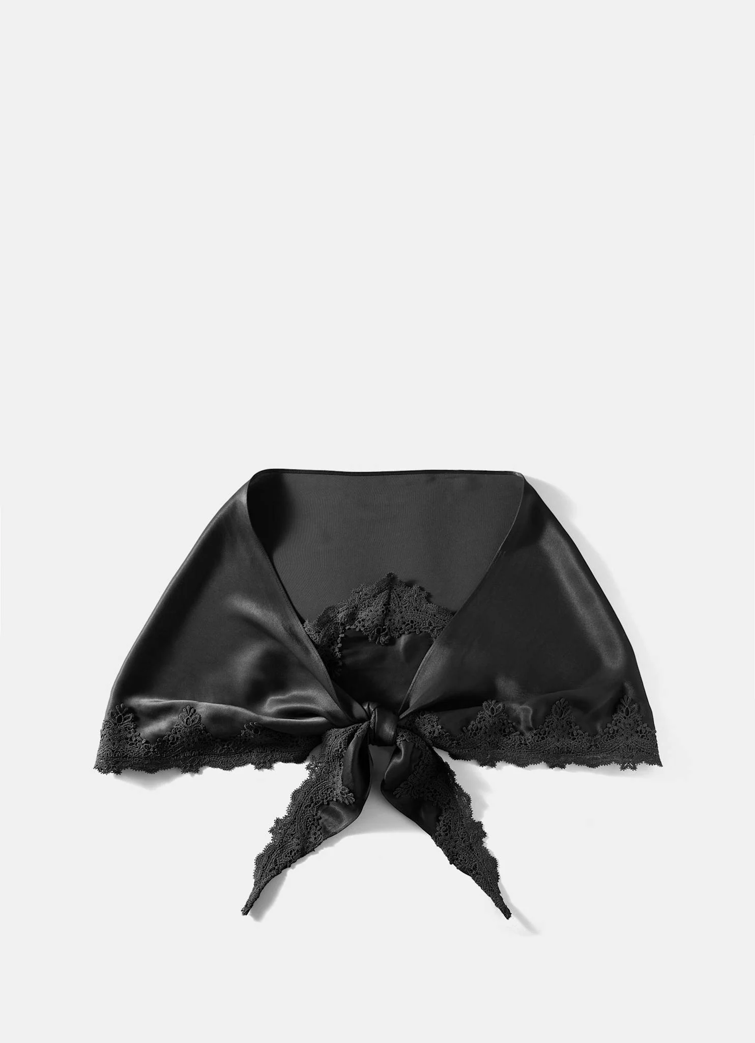Black Satin Lace Trim Scarf - Image 5