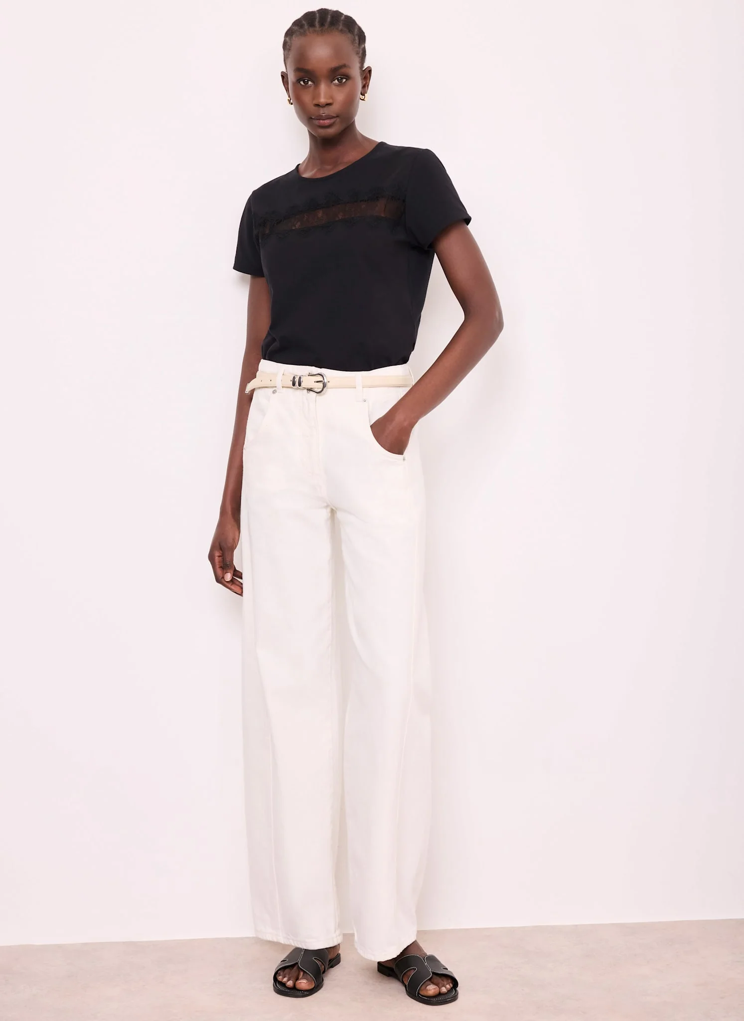 Black Lace Trim T-Shirt - Image 5