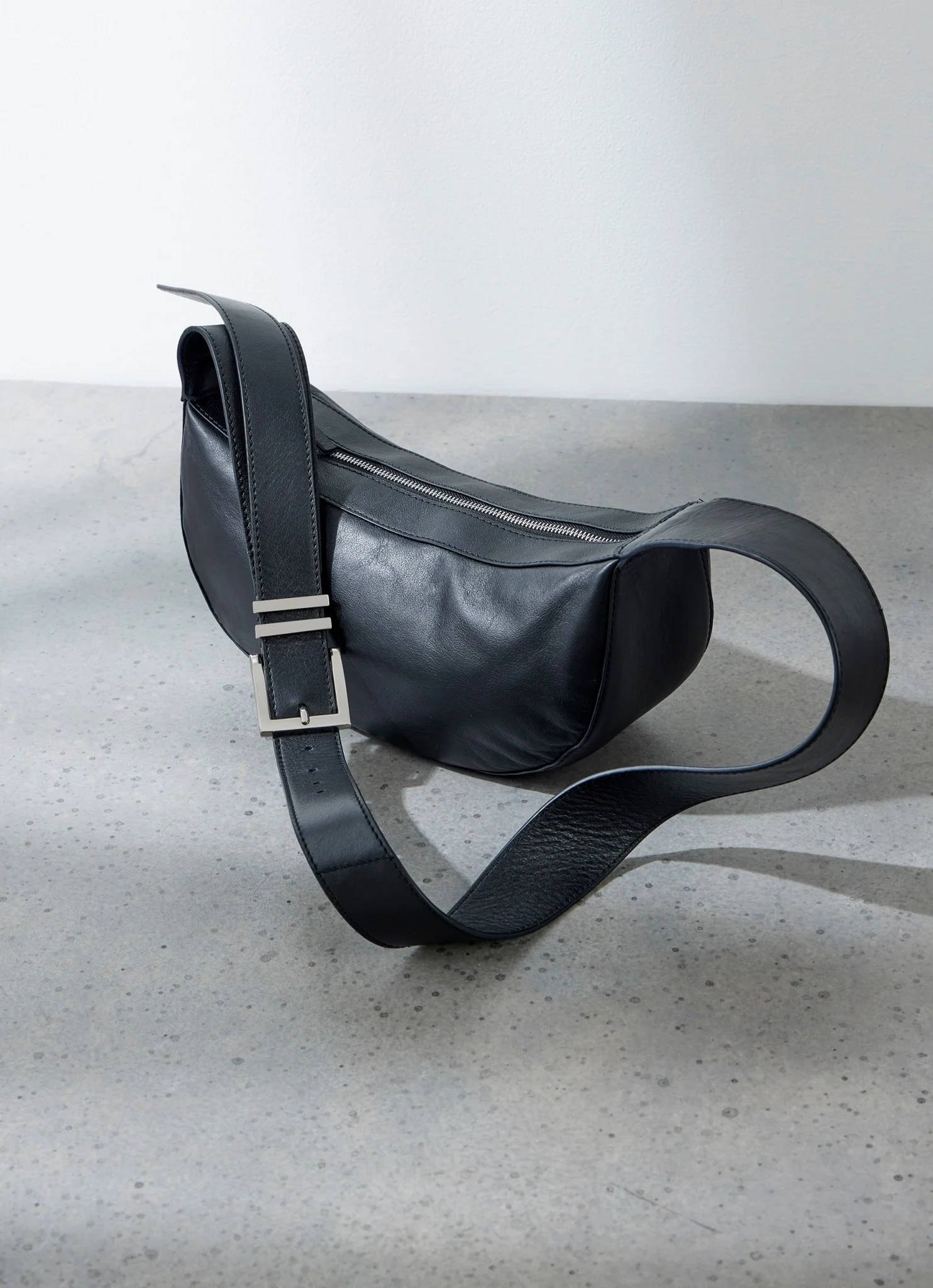 Frankie Black Leather Sling Bag - Image 3