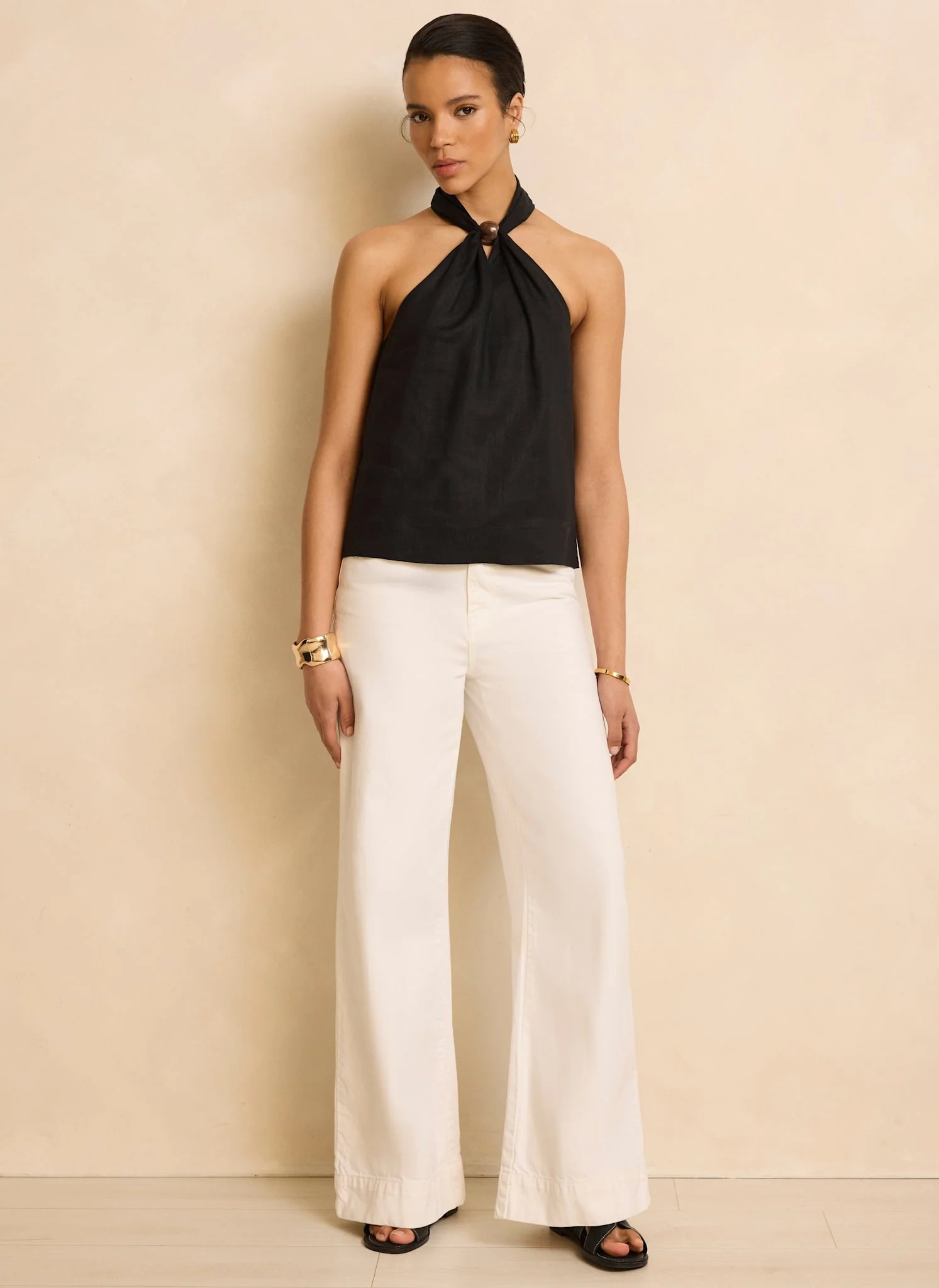 Black Linen Halter Top - Image 3