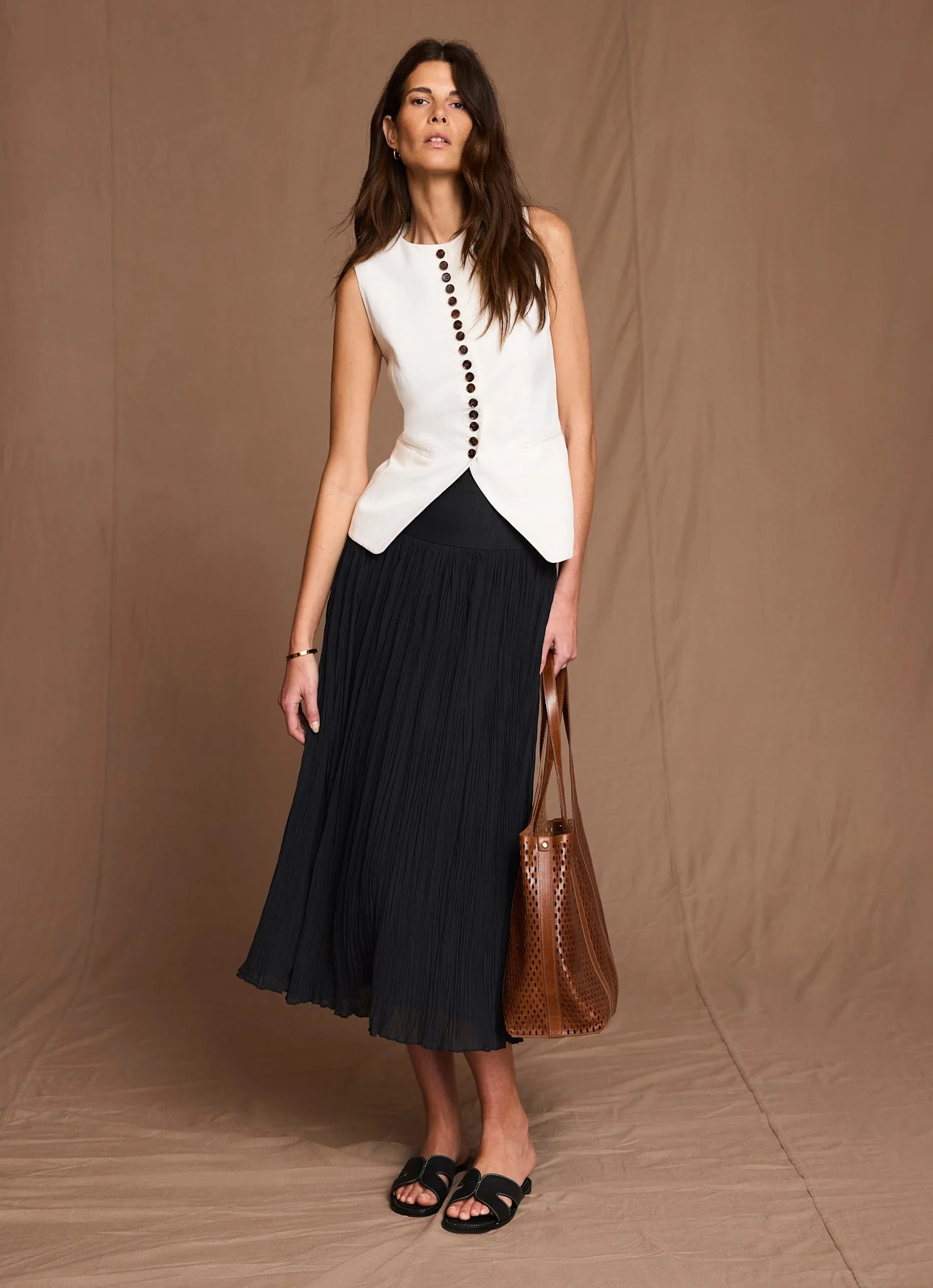 Black Drop Waist Crinkle Midi Skirt - Image 2
