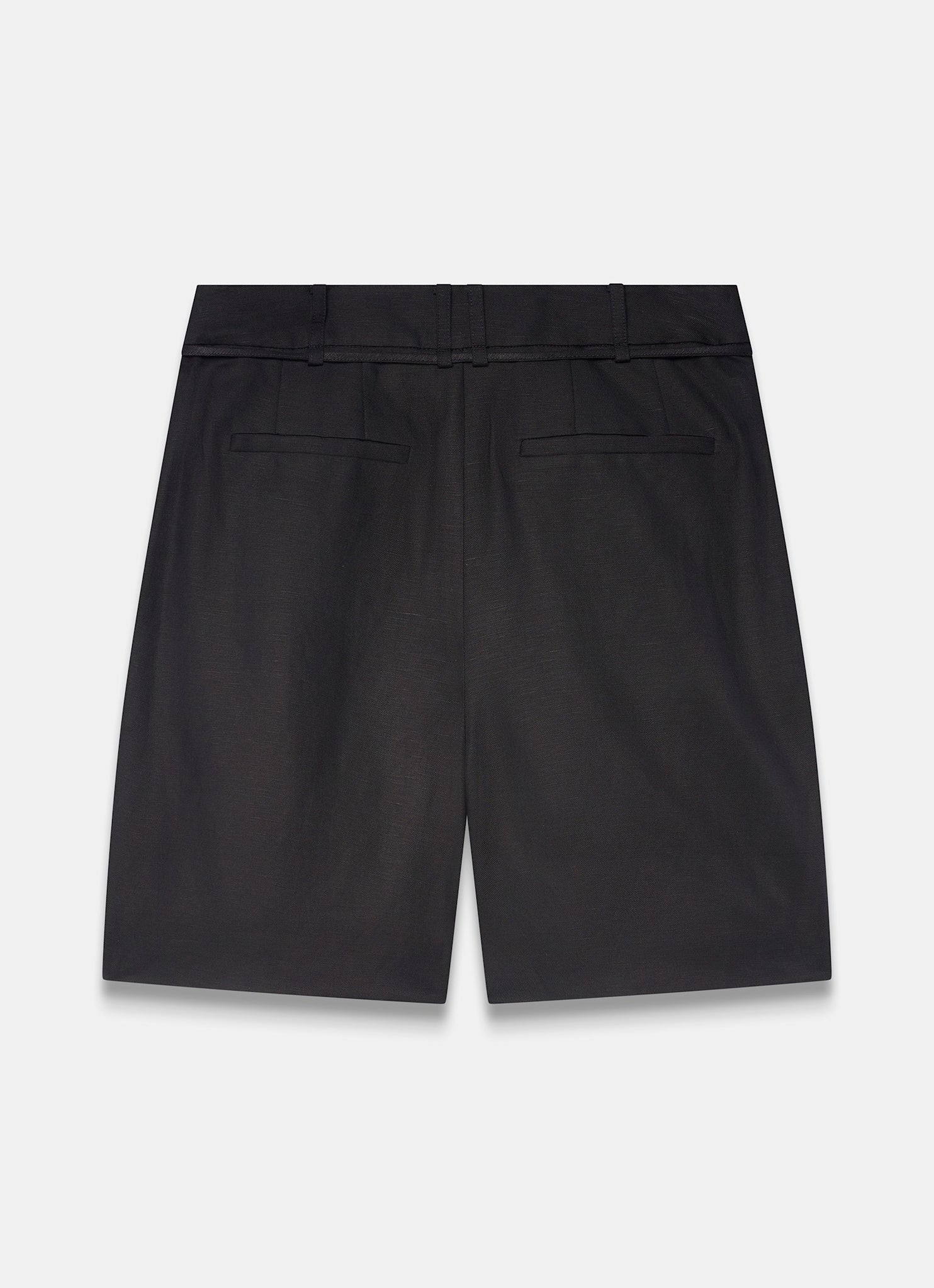 Black Linen Blend Tailored Shorts - Image 6