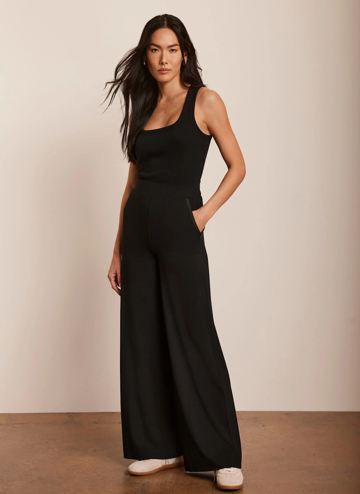 Black Palazzo Wide Leg Trousers - Image 5