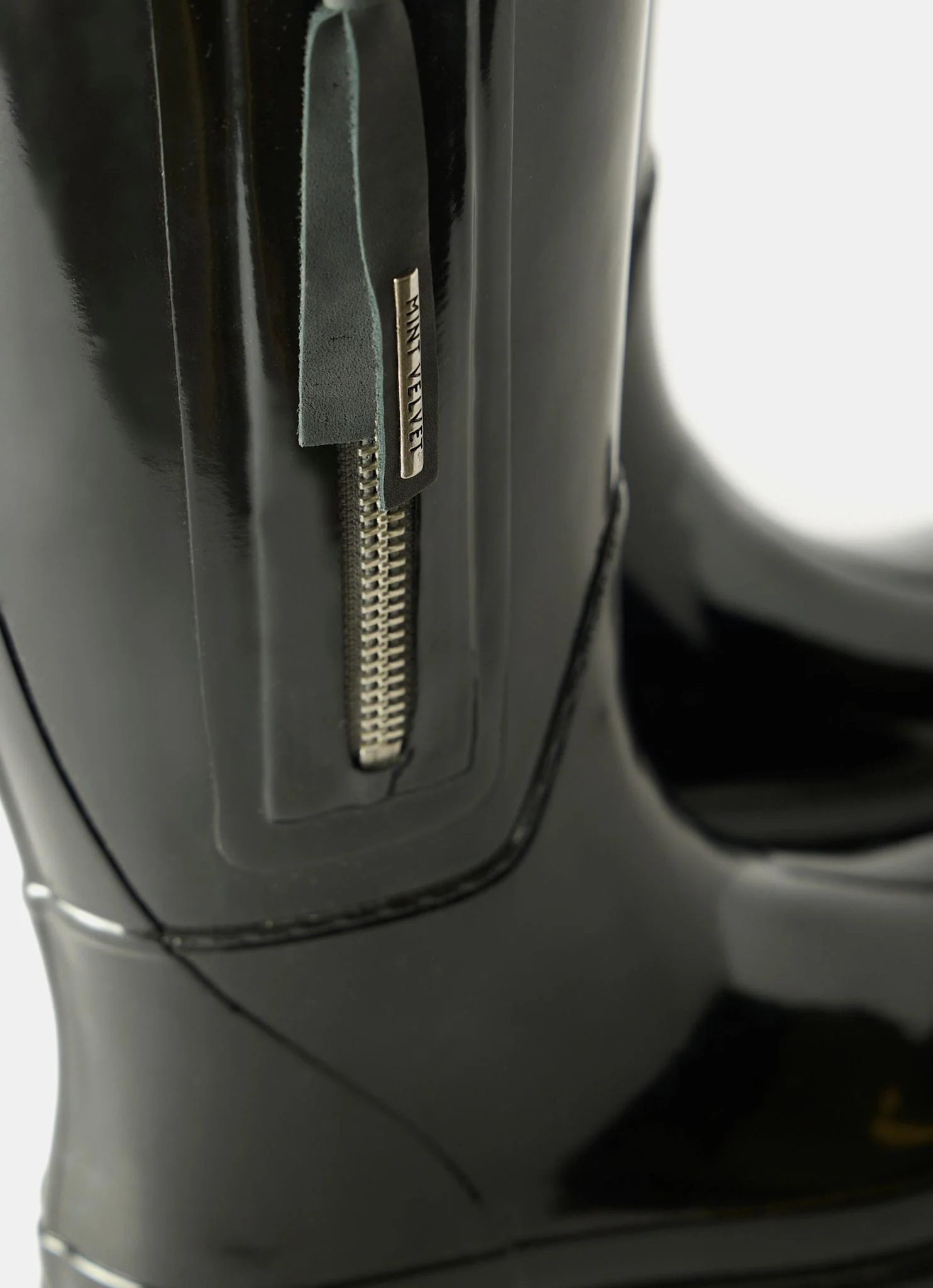 April Black Patent Knee-High Wellies - Image 3