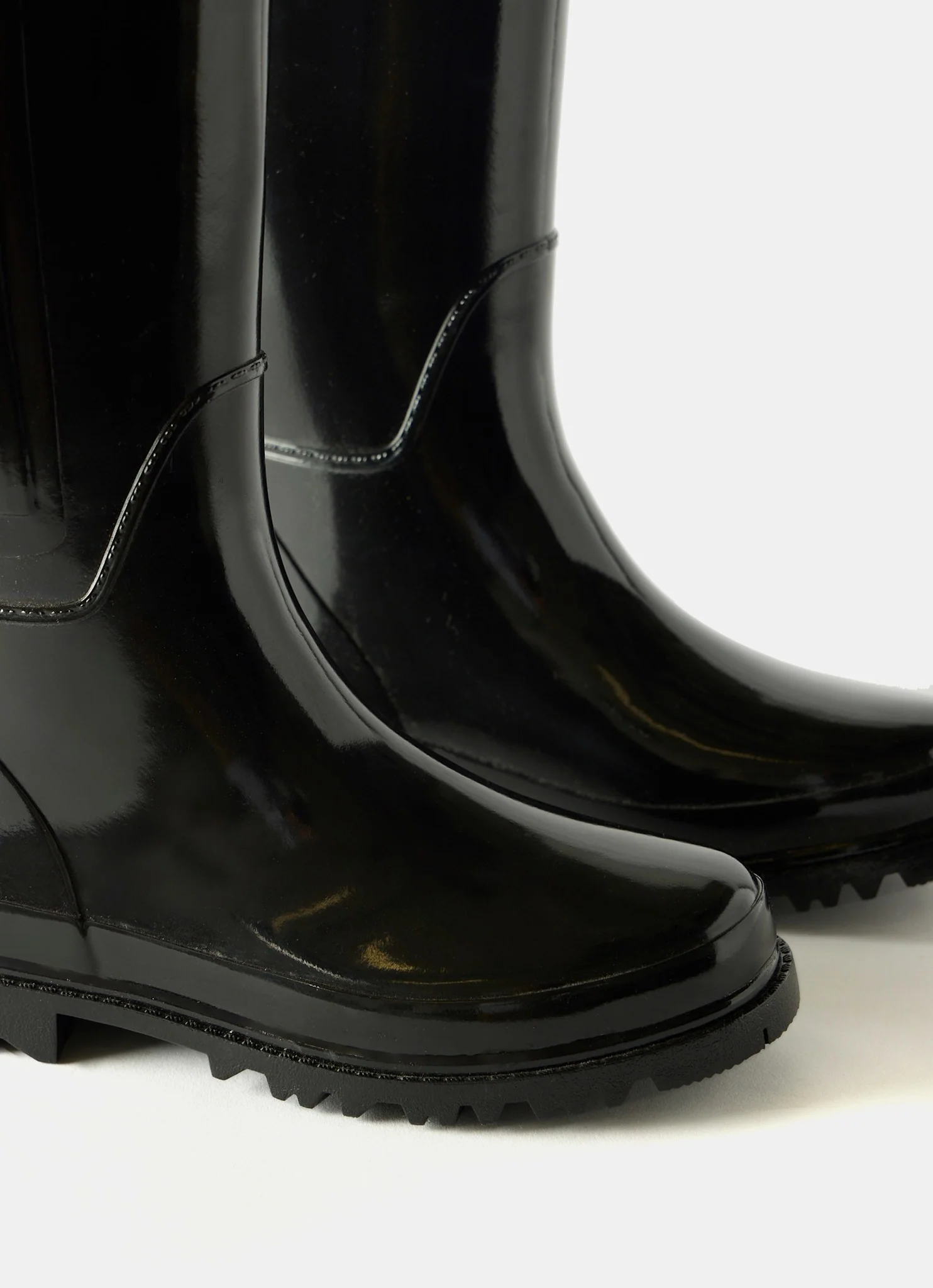 April Black Patent Knee-High Wellies - Image 4