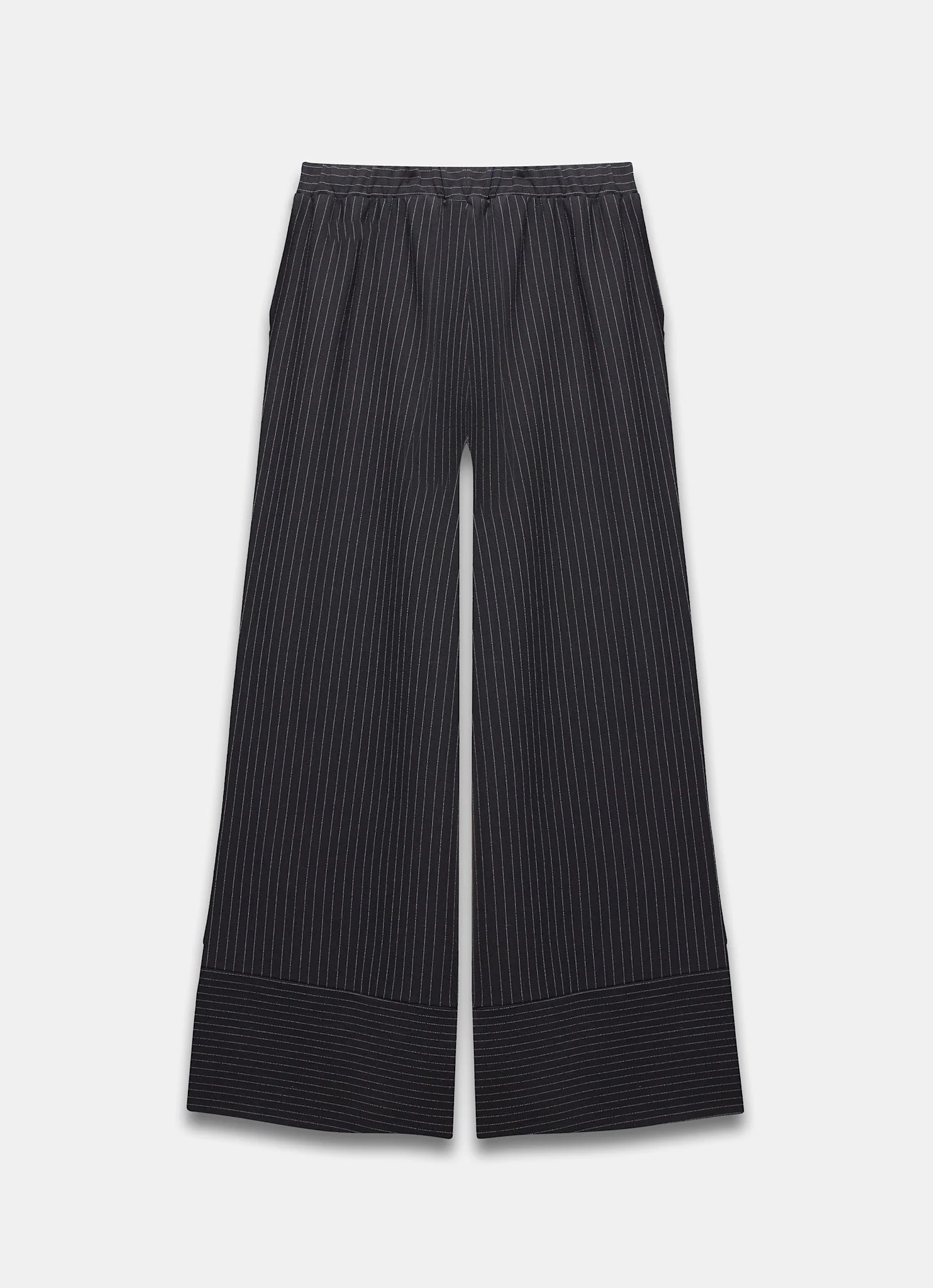 Black Pinstripe Wide Trousers - Image 7