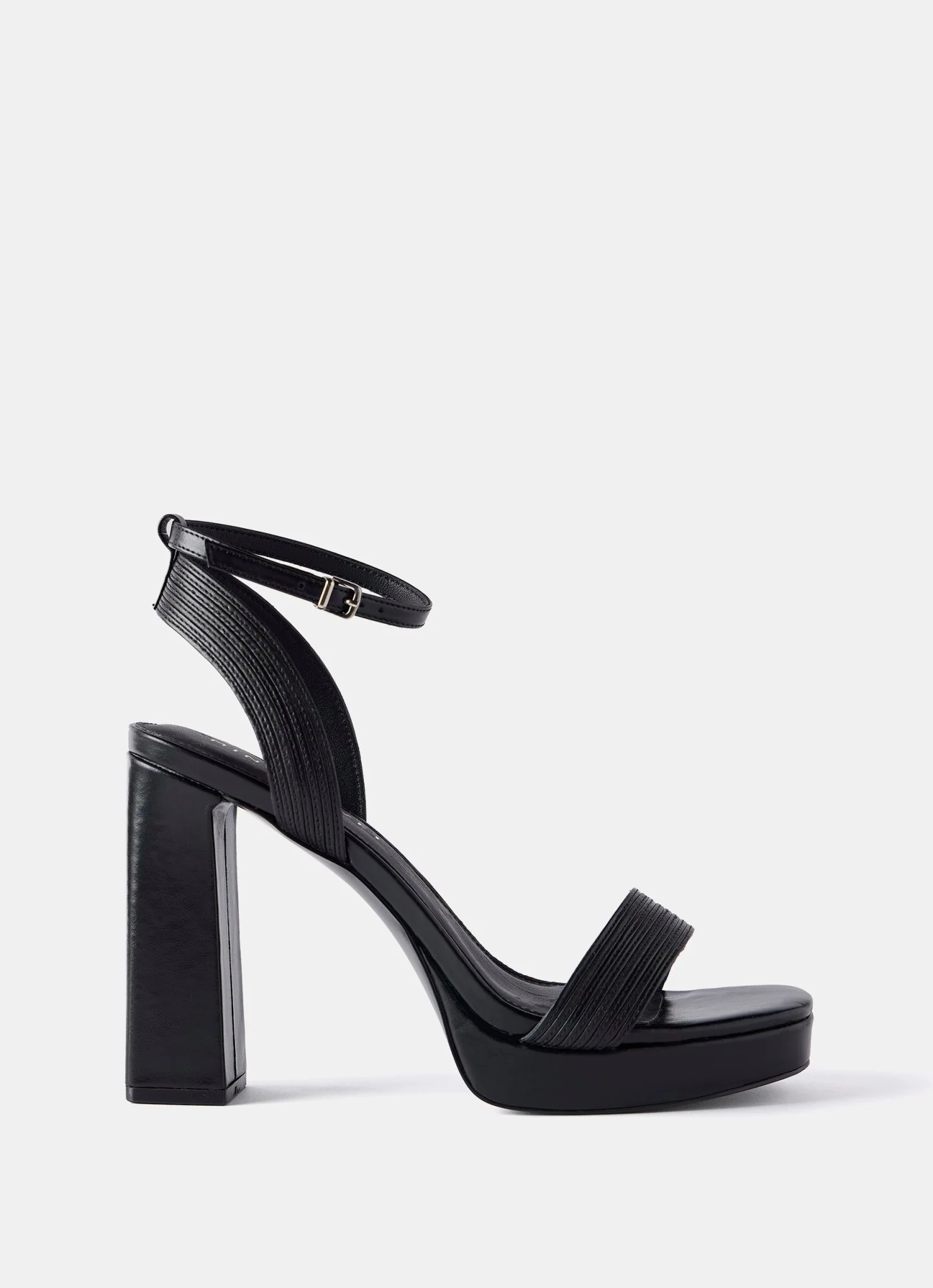 Black Platform Heeled Sandals - Image 3