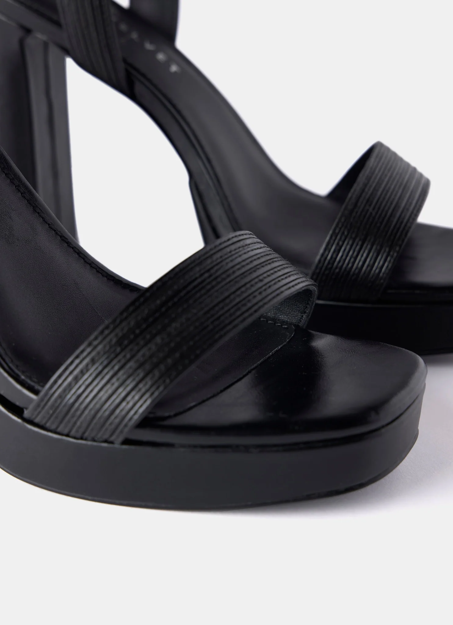 Black Platform Heeled Sandals - Image 4
