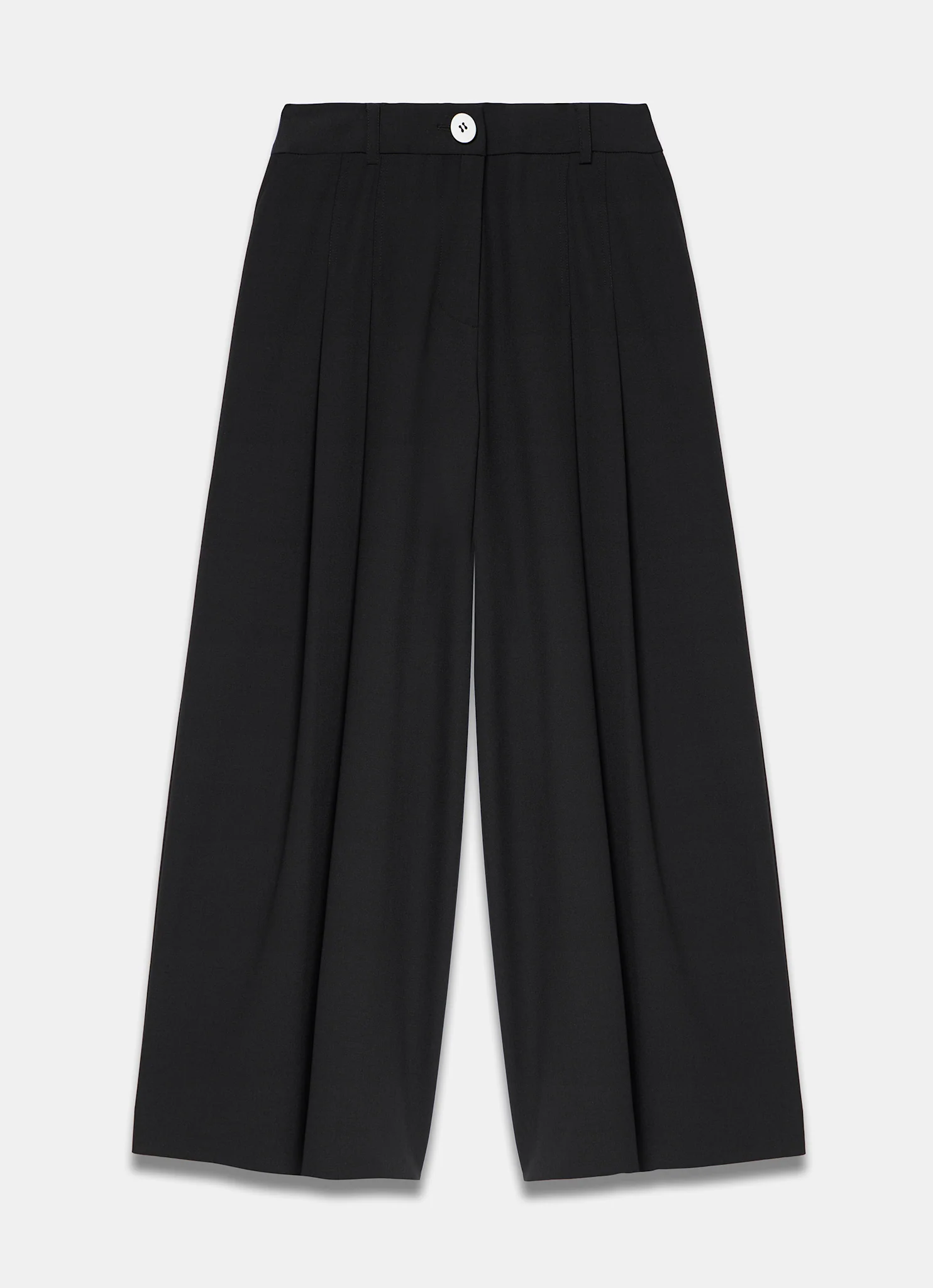 Black Pleated Cropped Wide Trousers - Image 7