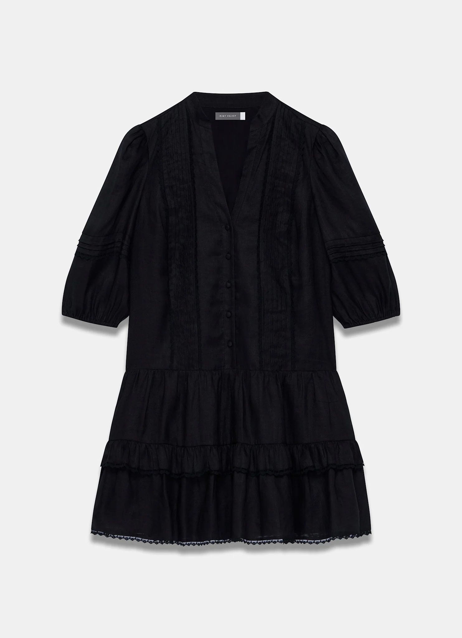 Black Ramie Mini Dress - Image 6