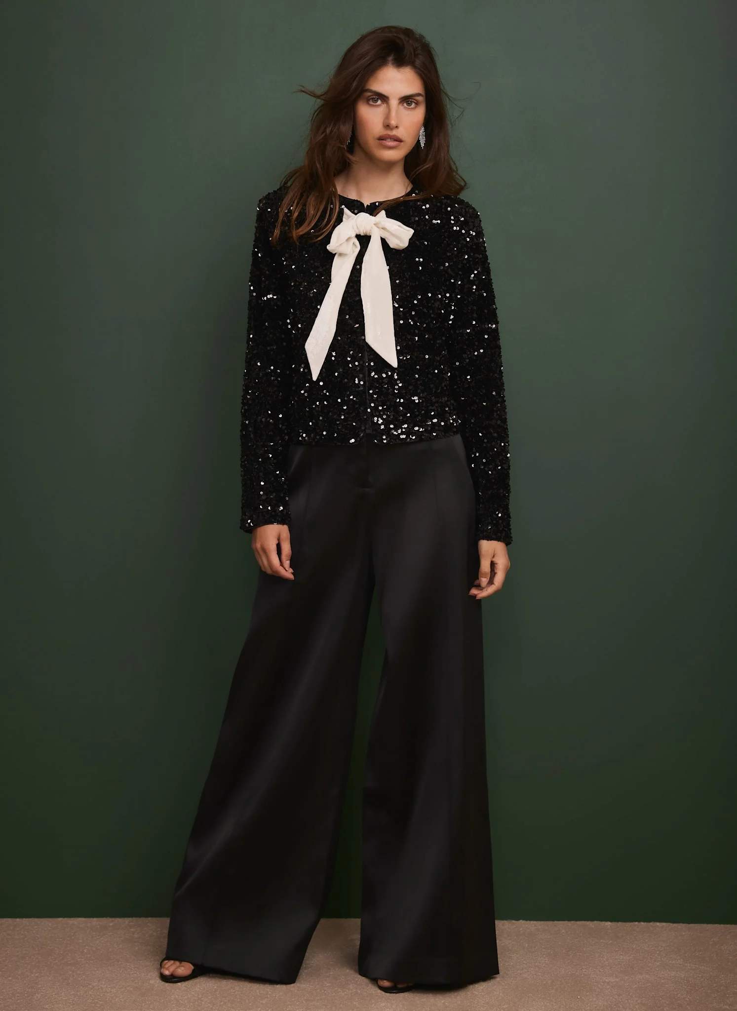Black Satin Wide Trousers