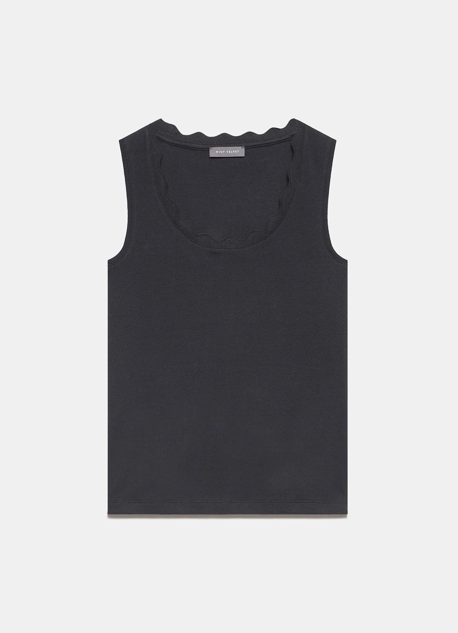 Black Scallop Trim Vest Top - Image 7