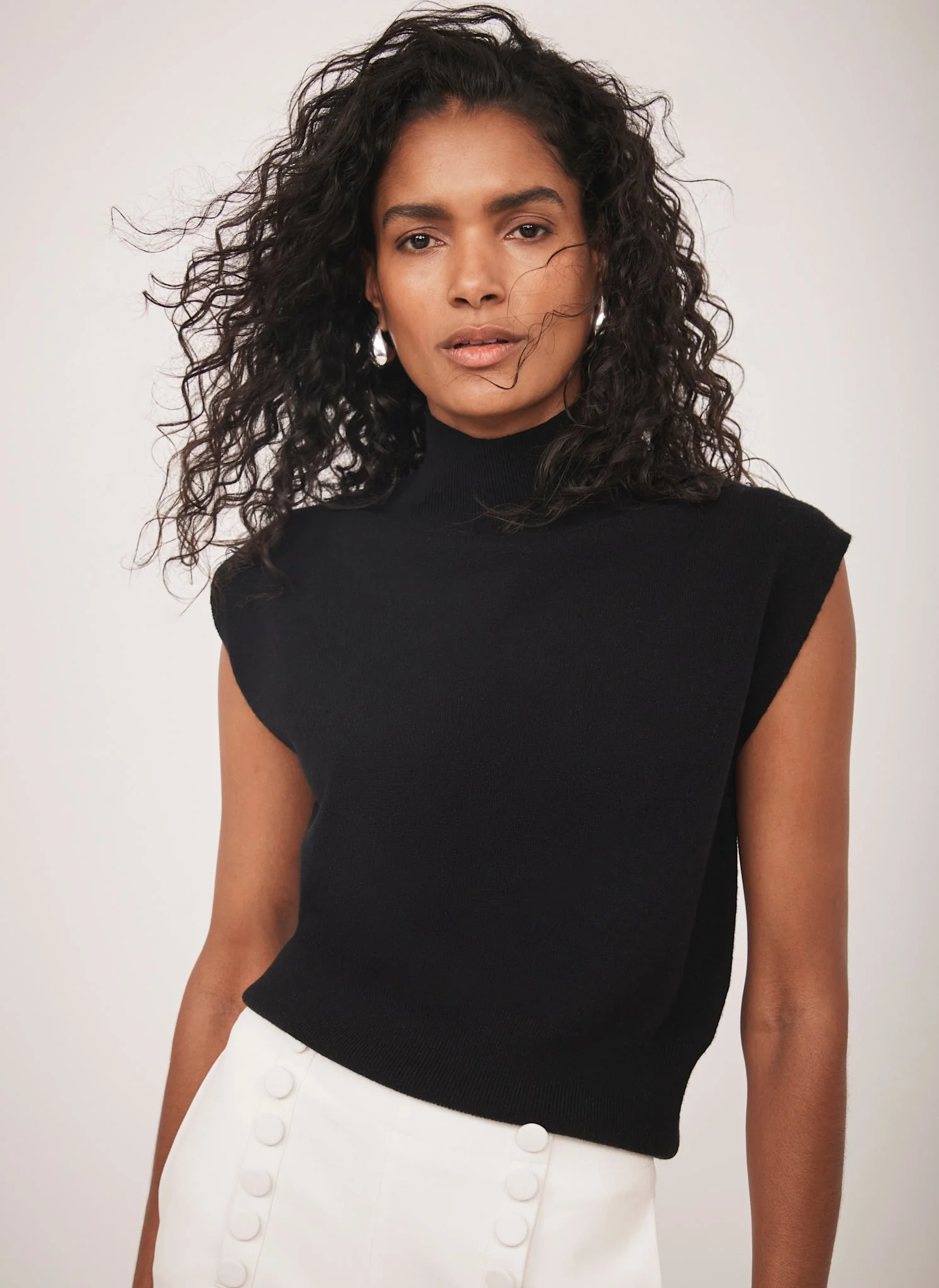 Black Wool Blend Knit Top