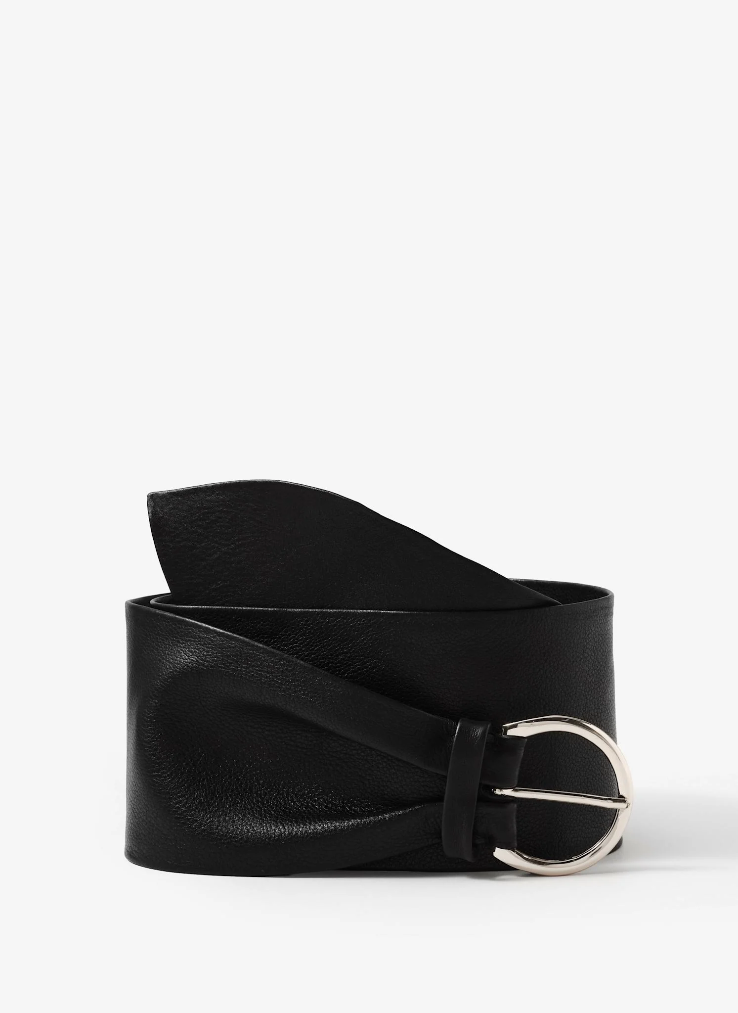 Black Leather Soft Wide Waist Belt - Image 2