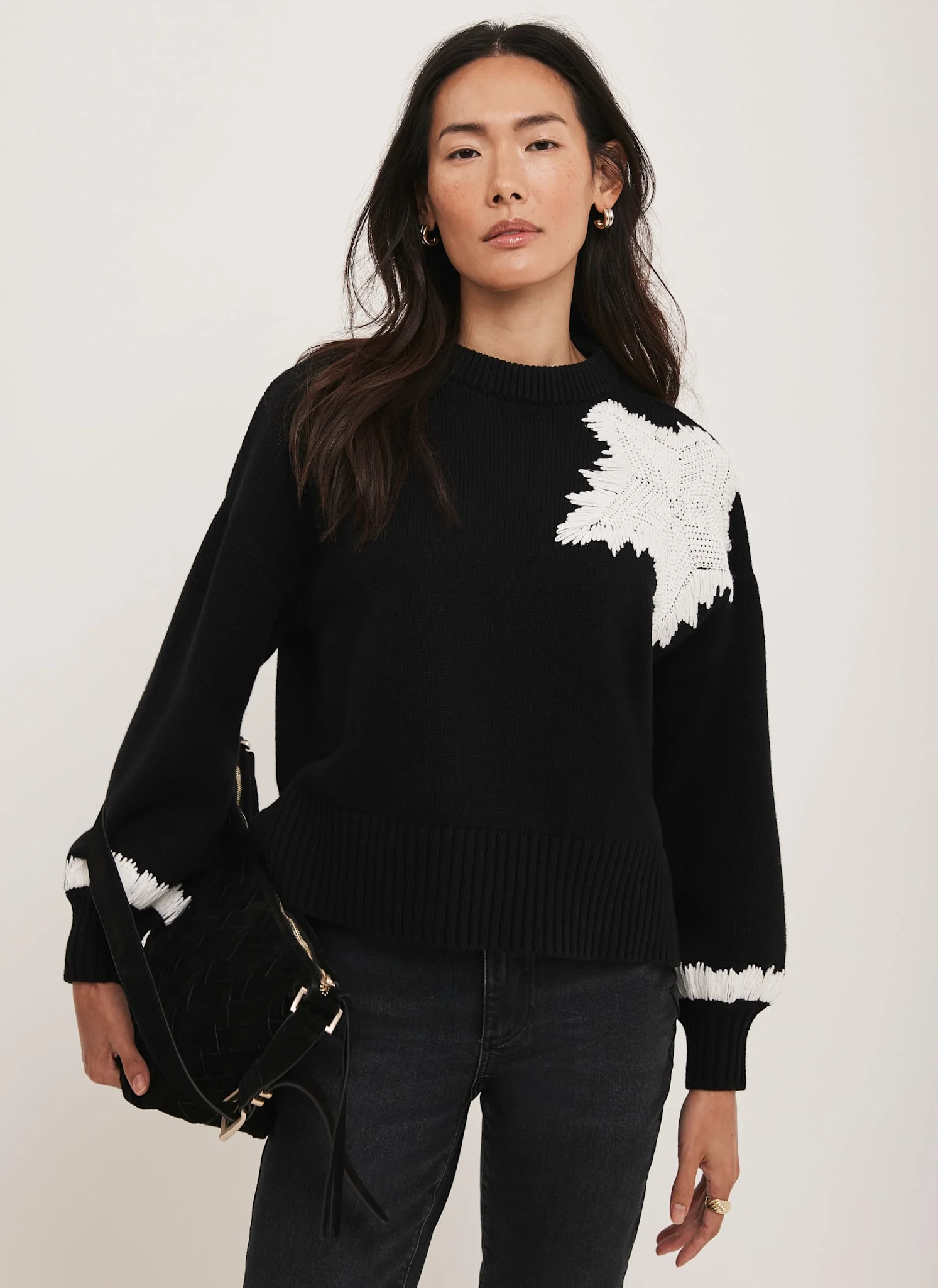 Black Cotton Blend Star Jumper - Image 2