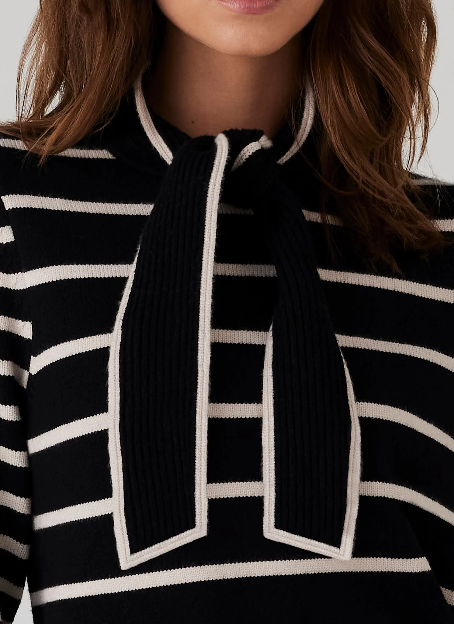 Black Striped Scarf Detail Knit Mini Dress - Image 4