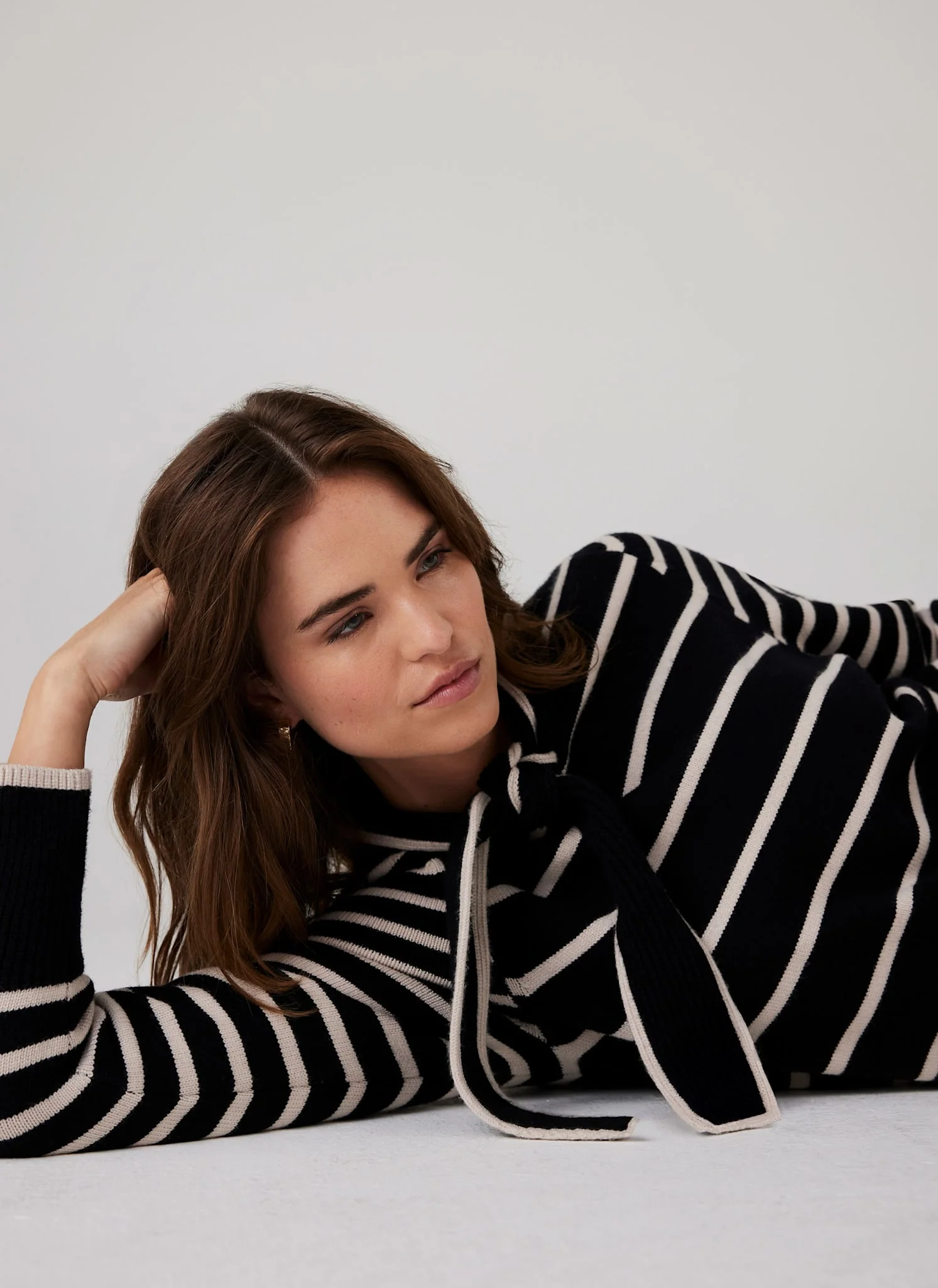 Black Striped Scarf Detail Knit Mini Dress - Image 6
