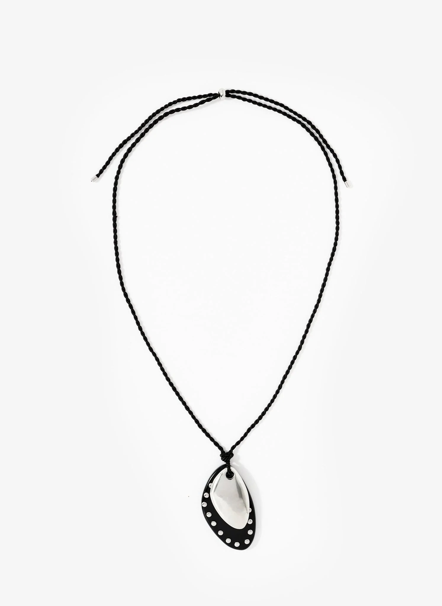 Black Studded Pendant Necklace - Image 3