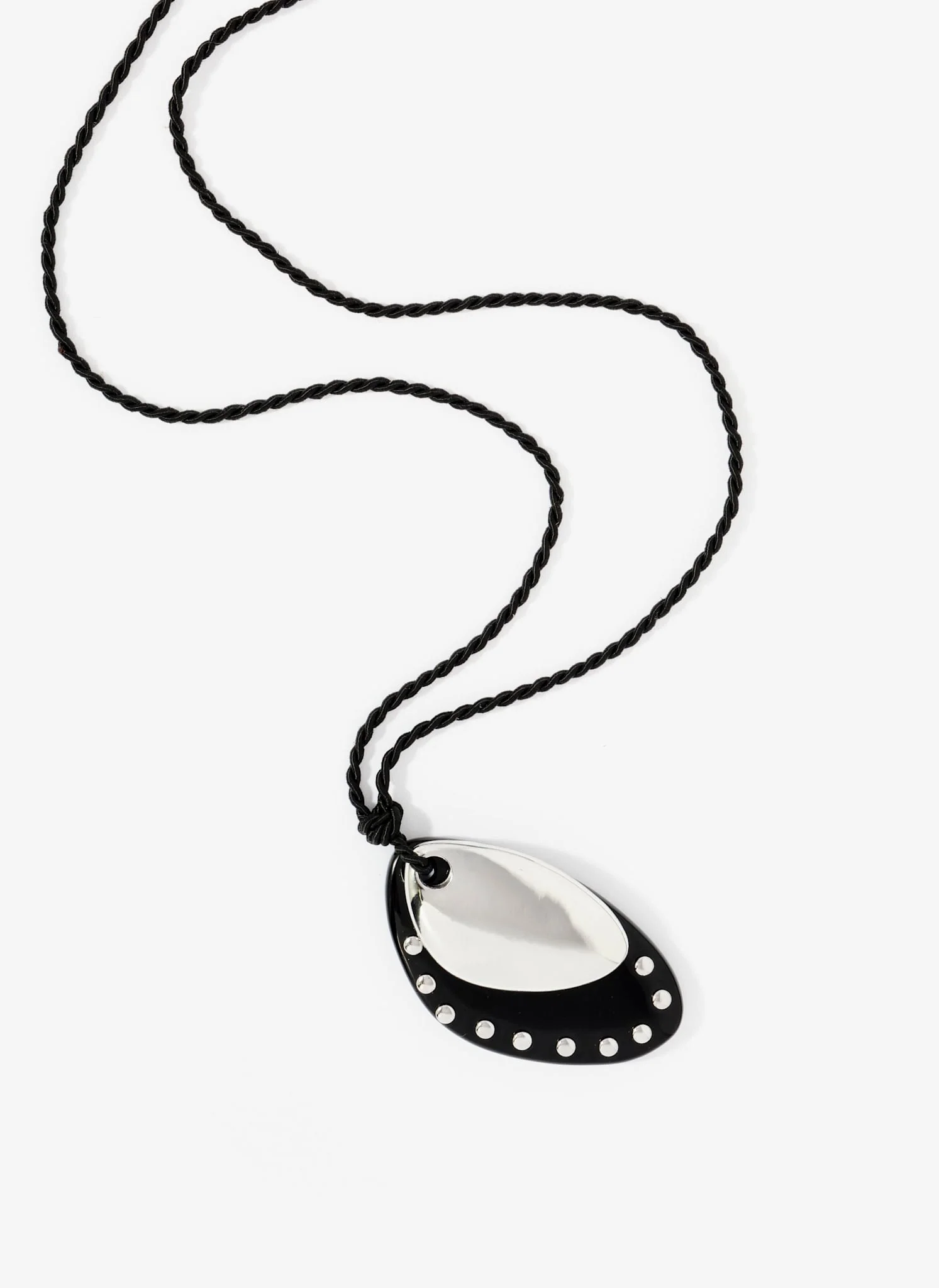 Black Studded Pendant Necklace - Image 5