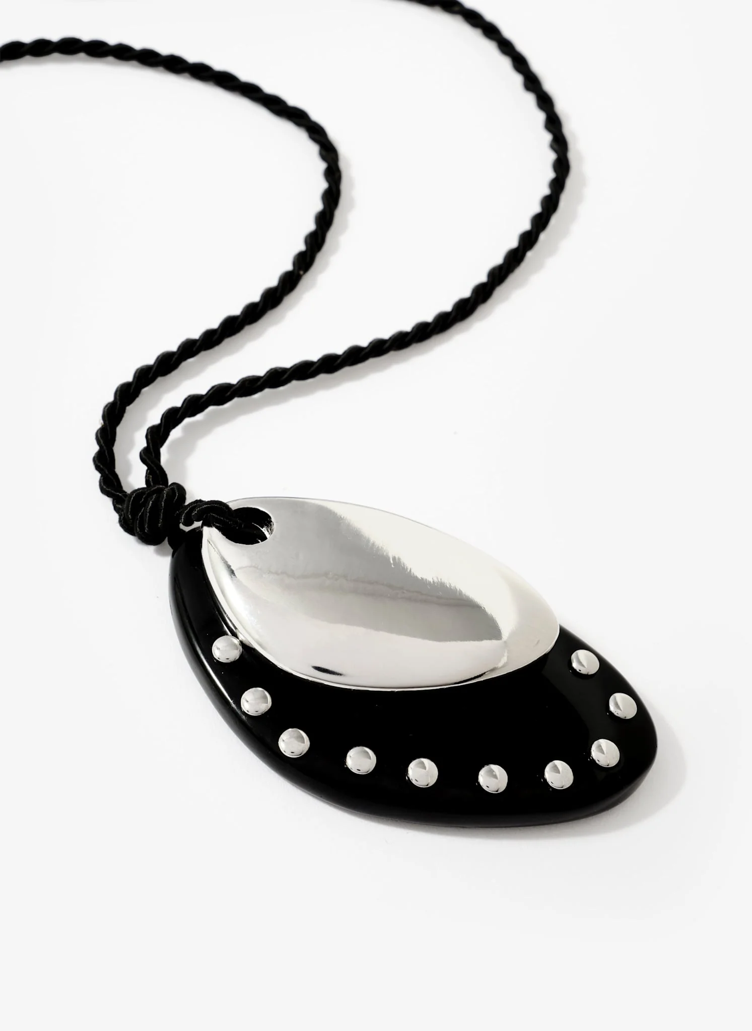Black Studded Pendant Necklace - Image 6