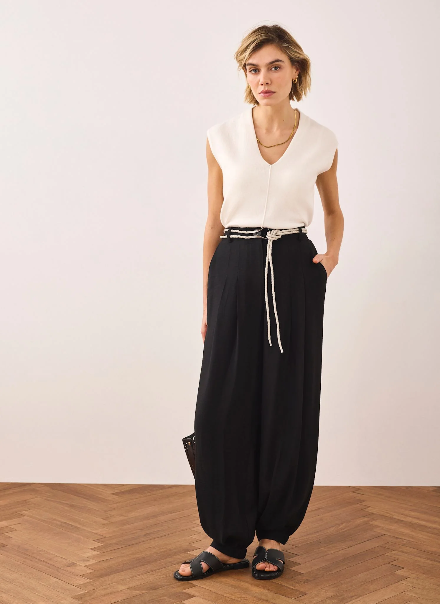 Black Soft Balloon Trousers - Image 4
