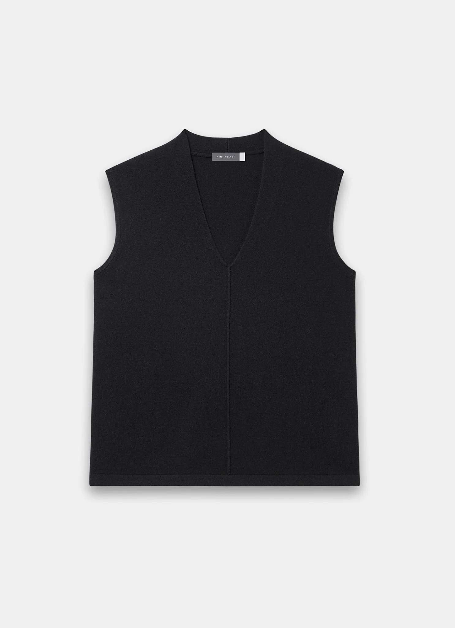 Black Wool Blend Sleeveless Knit Top - Image 6