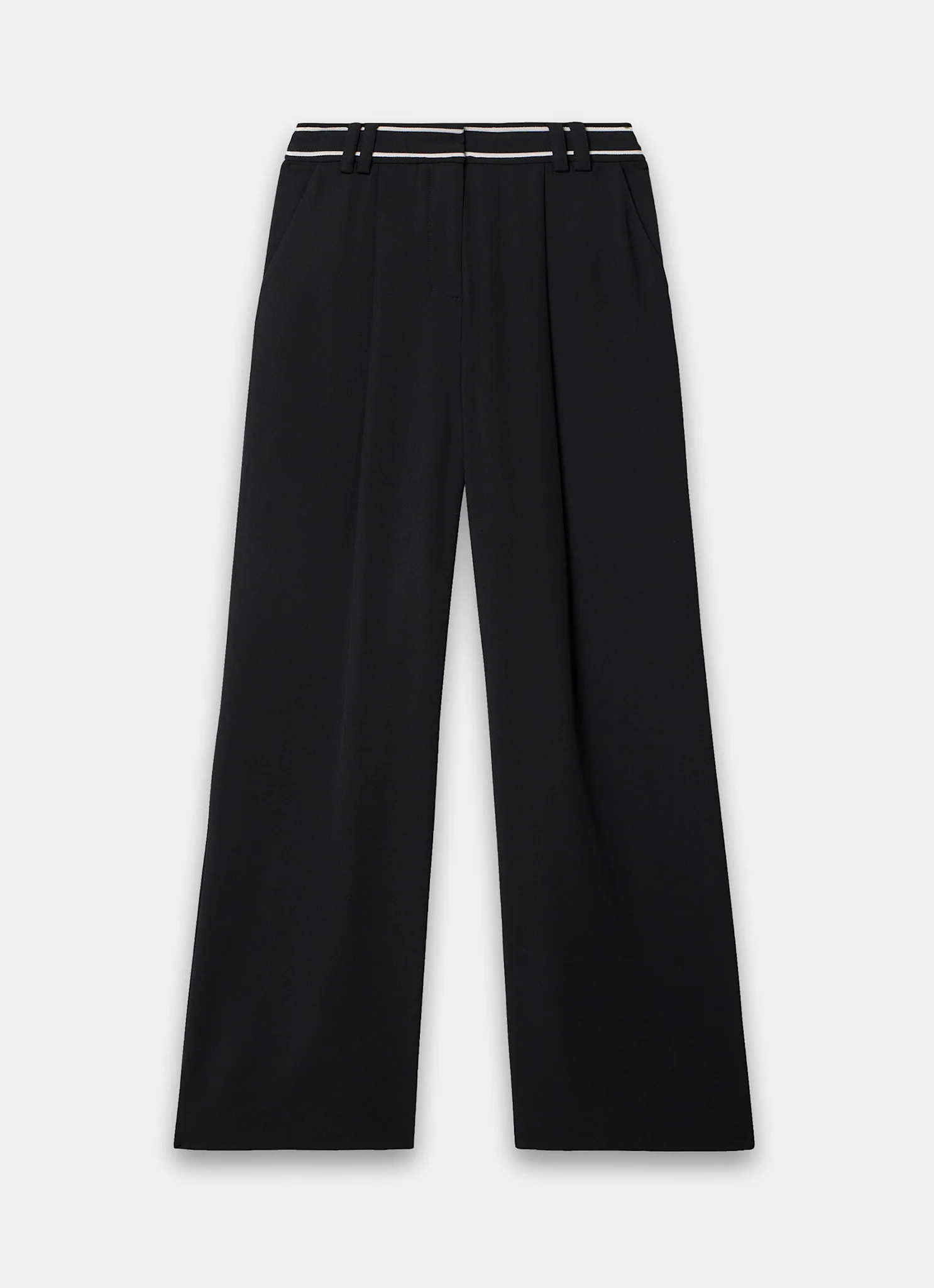Black Waist Detail Wide Trousers - Image 6