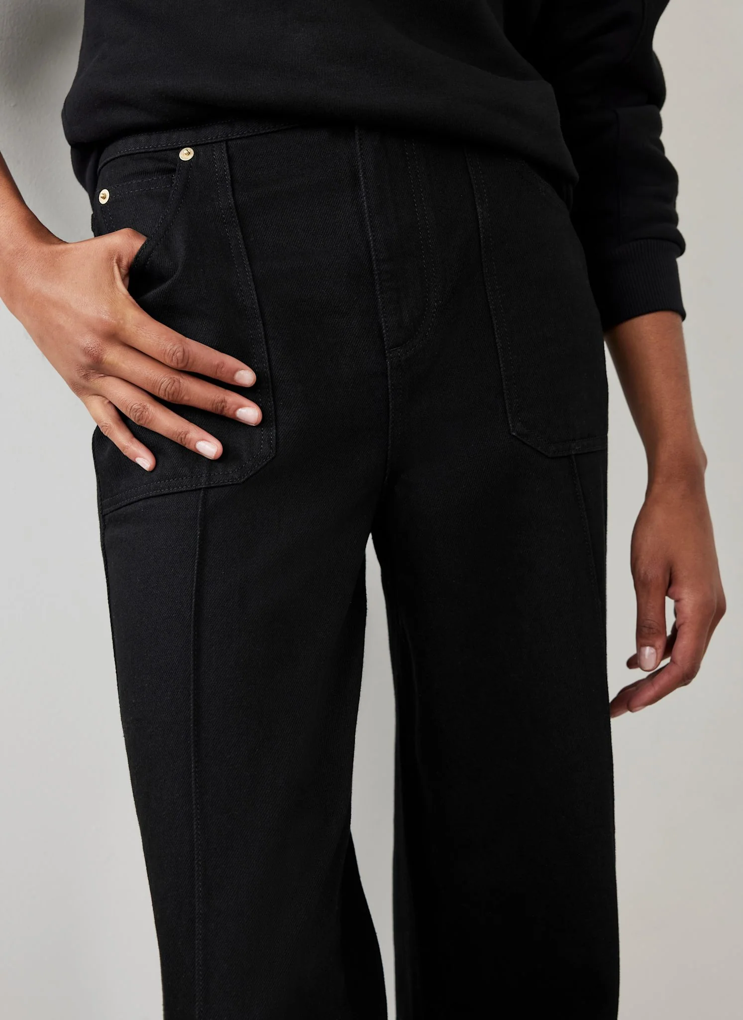Black High Rise Wide Jeans - Image 3