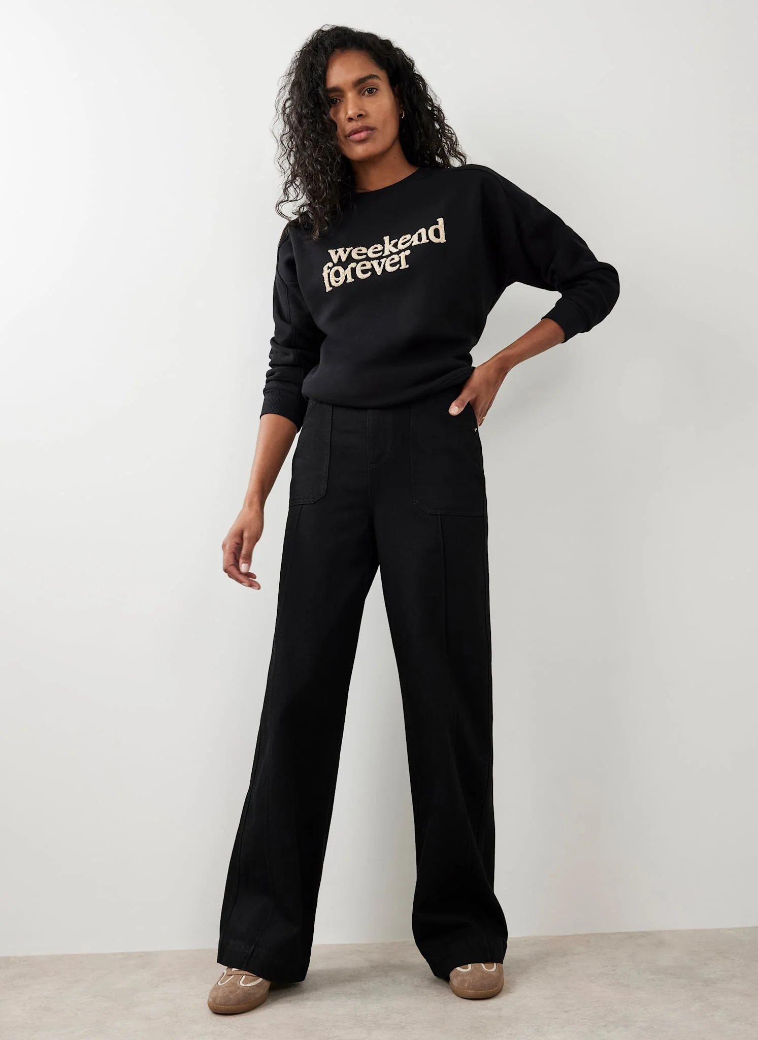 Black High Rise Wide Jeans - Image 4
