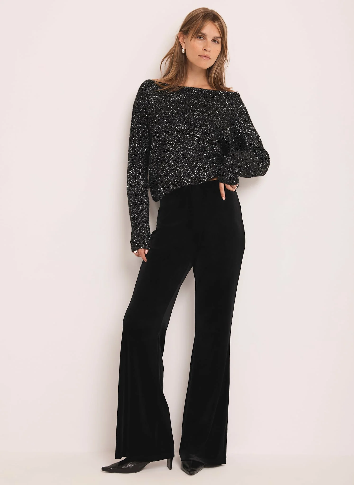 Black Velvet Wide Trousers