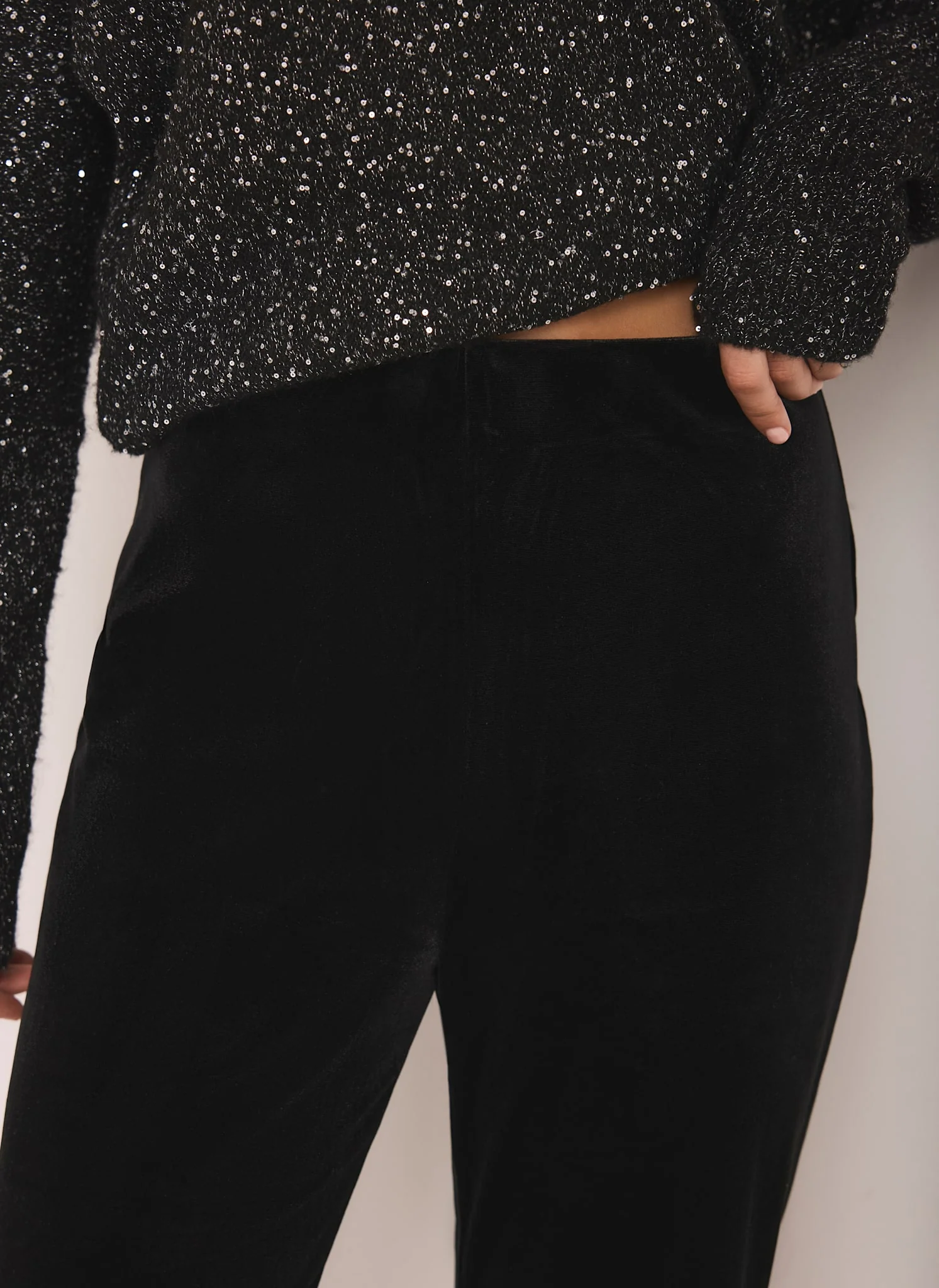 Black Velvet Wide Trousers - Image 3