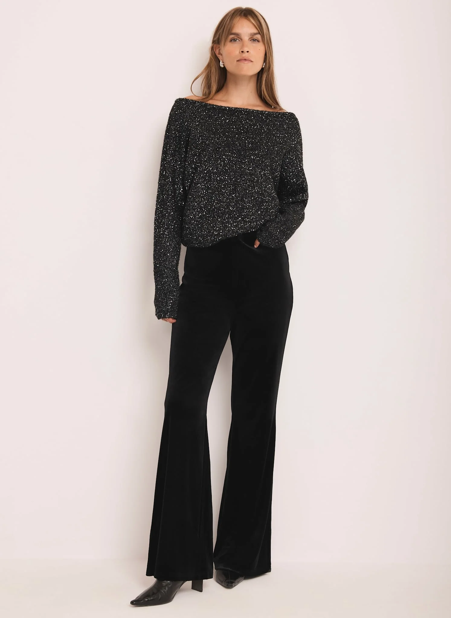Black Velvet Wide Trousers - Image 4