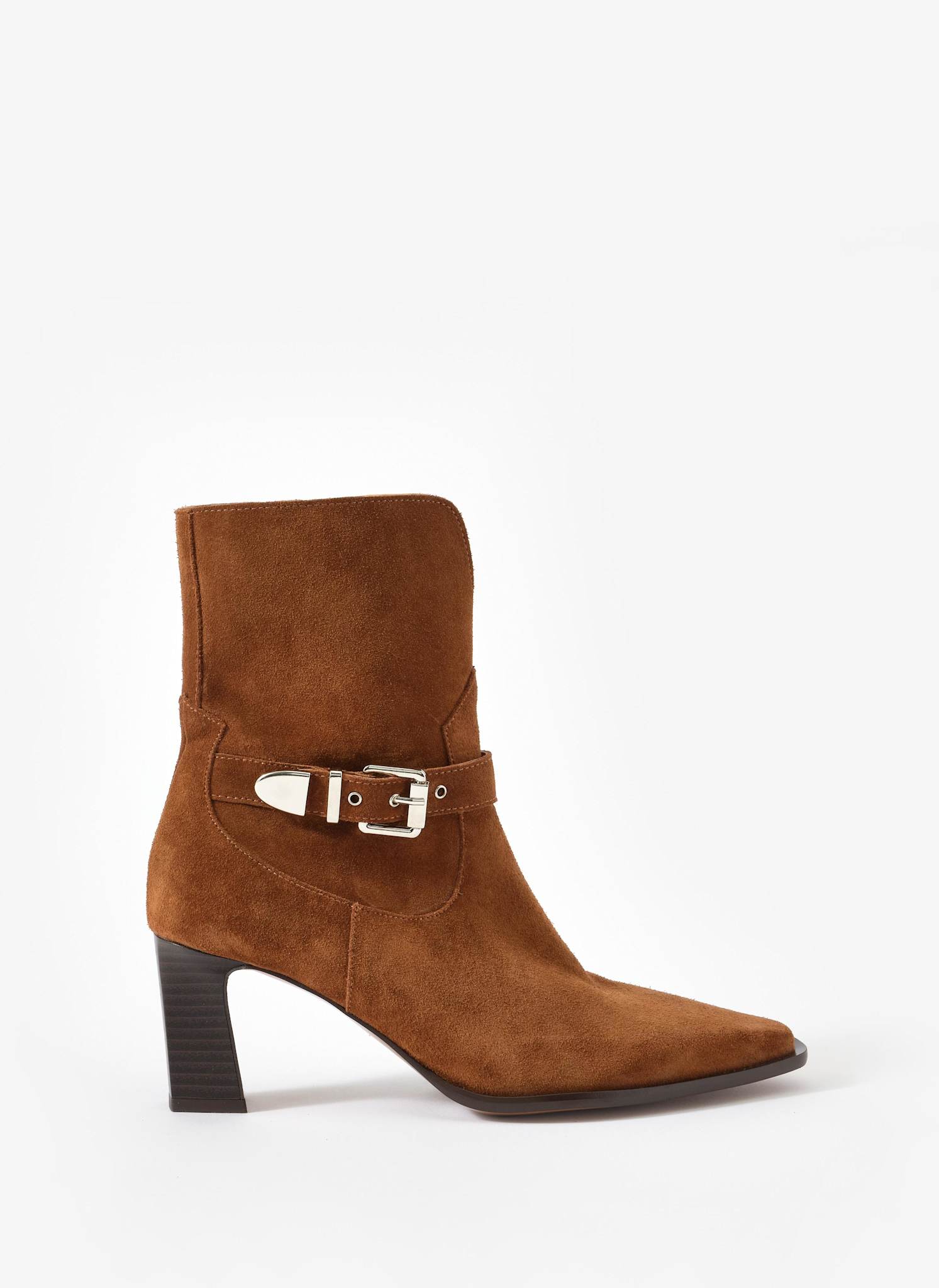 Blair Tan Suede Buckled Ankle Boots - Image 2