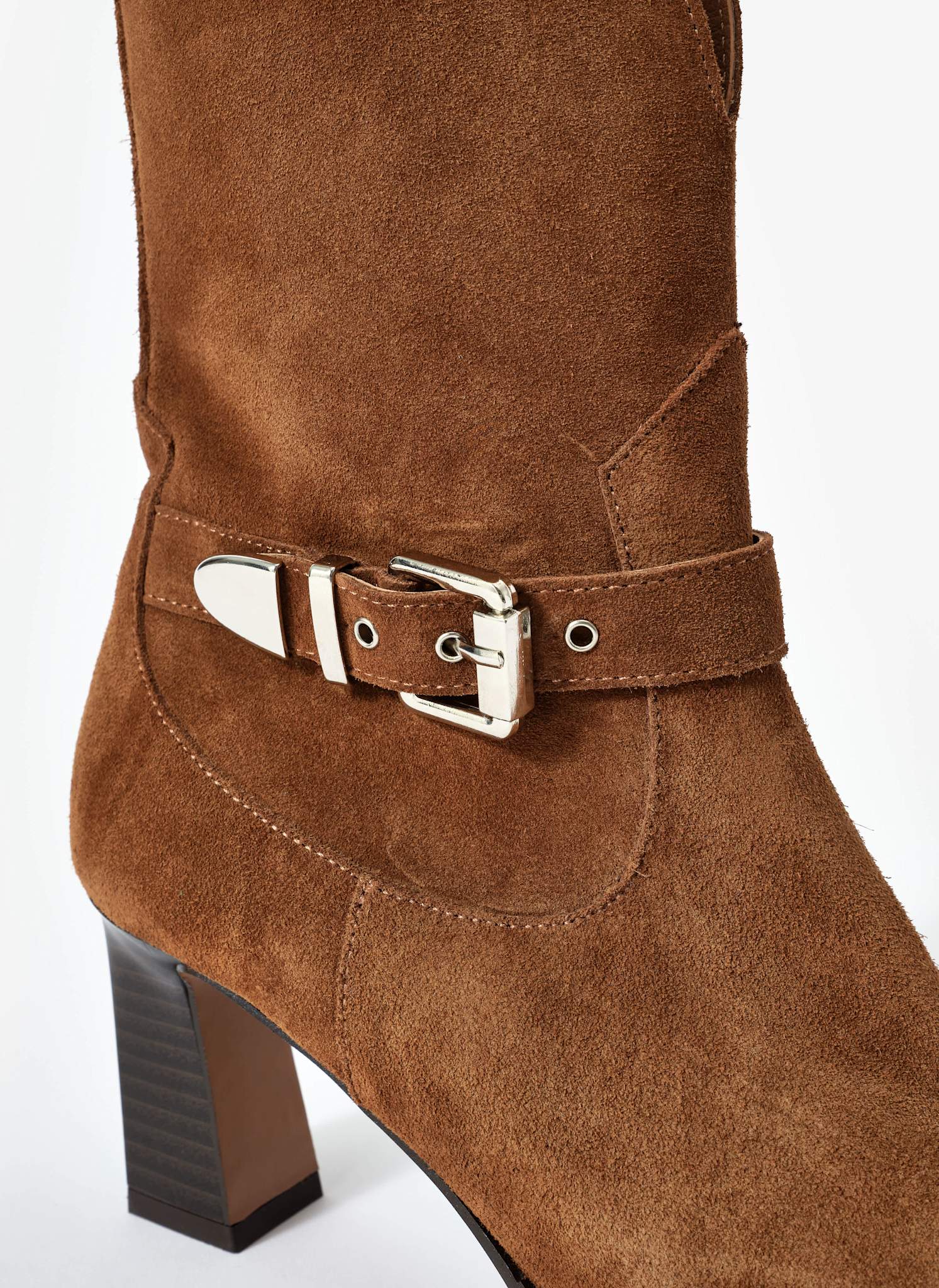 Blair Tan Suede Buckled Ankle Boots - Image 3