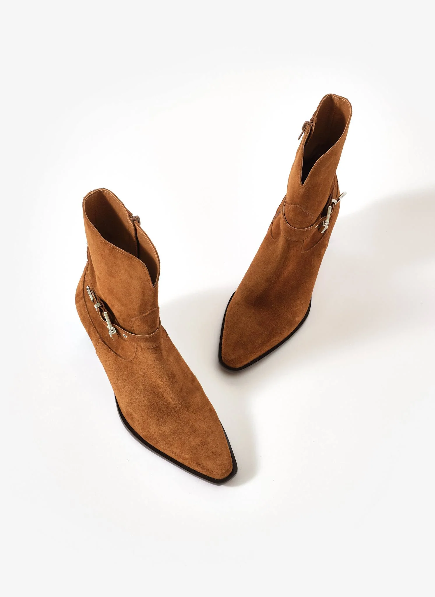Blair Tan Suede Buckled Ankle Boots - Image 5