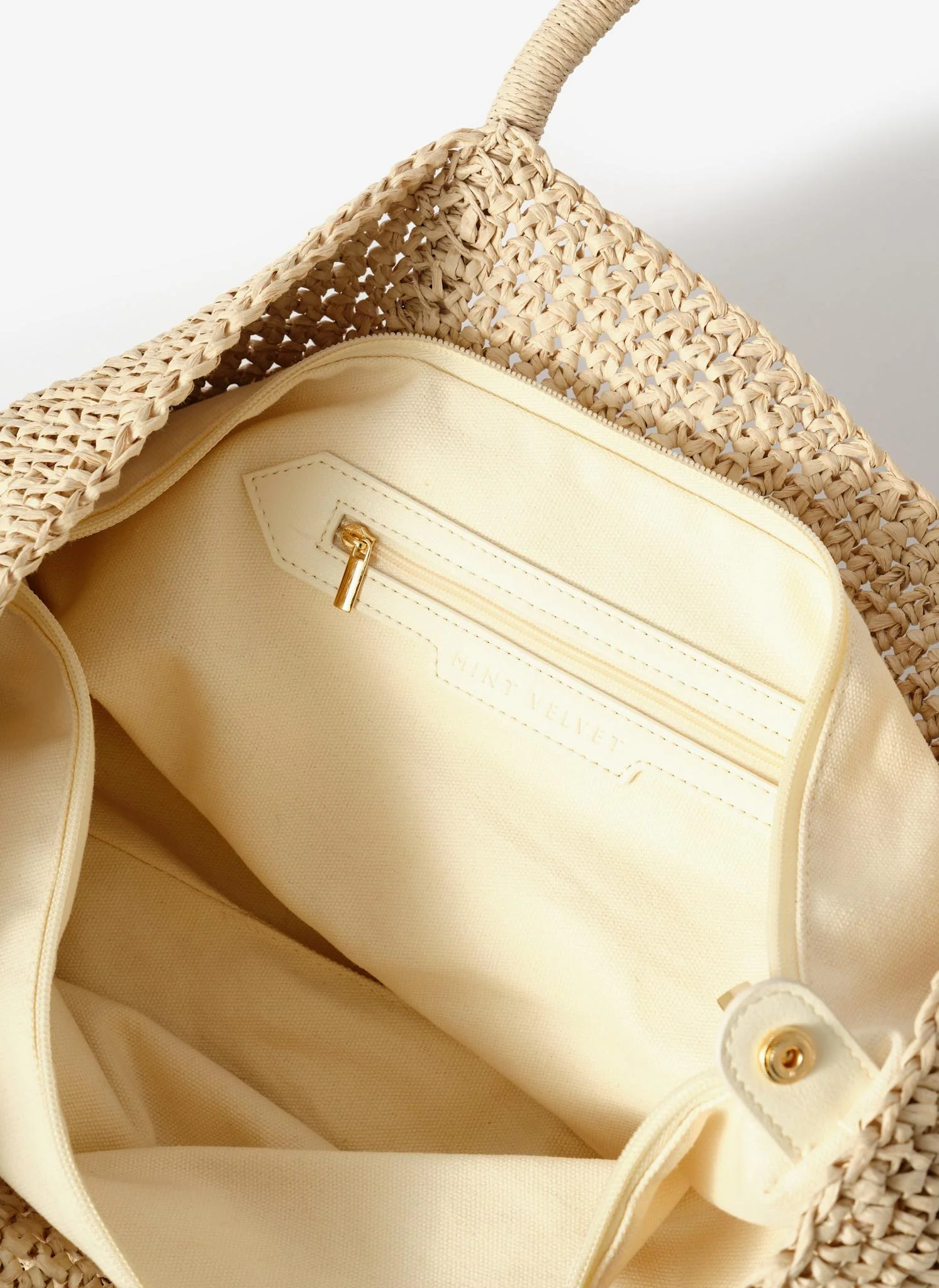 Blake Cream Woven Tote Bag - Image 3