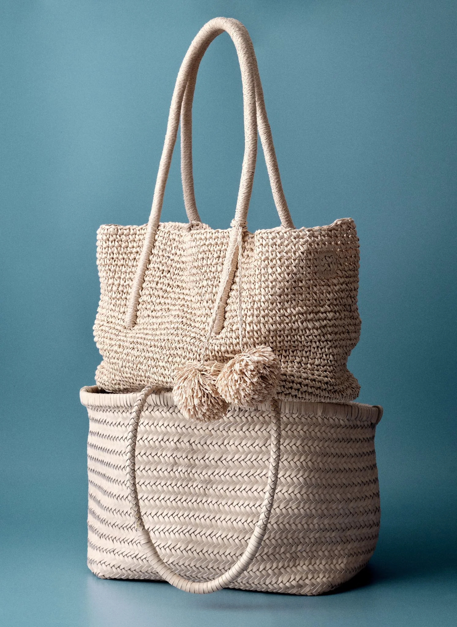 Blake Cream Woven Tote Bag - Image 4