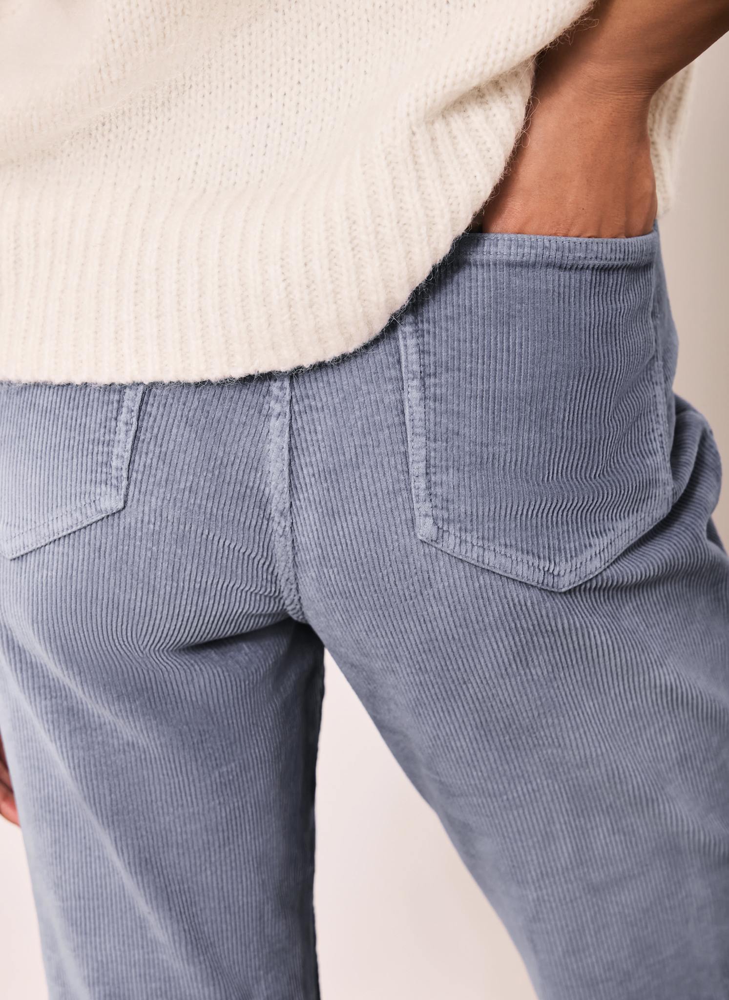 Blue Corduroy Flared Trousers - Image 4
