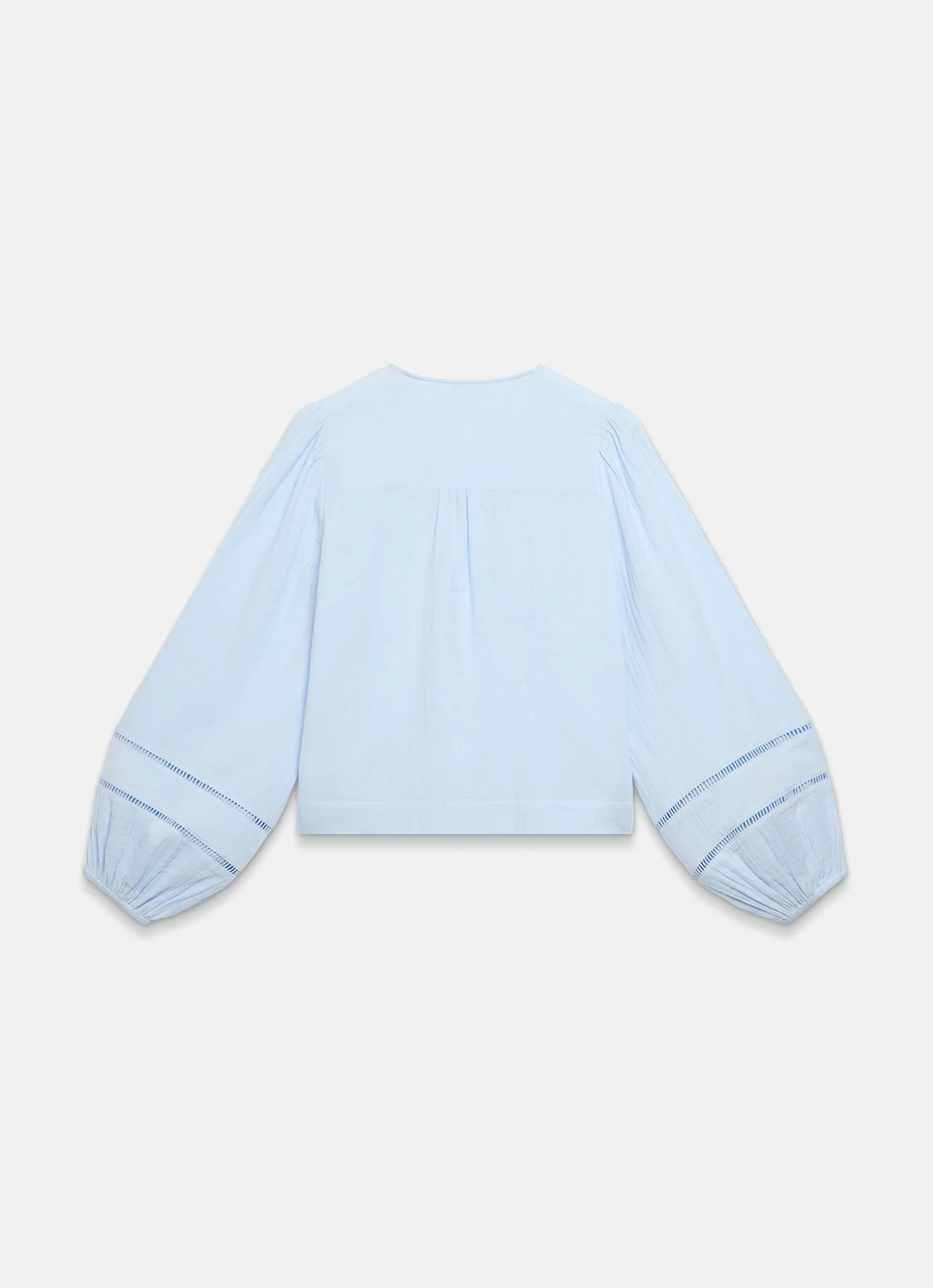 Blue Cotton Cheesecloth Open Stitch Blouse - Image 8