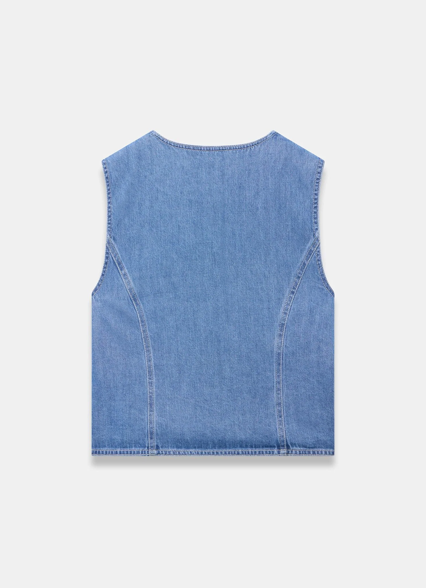 Indigo Denim Scallop Detail Waistcoat - Image 7