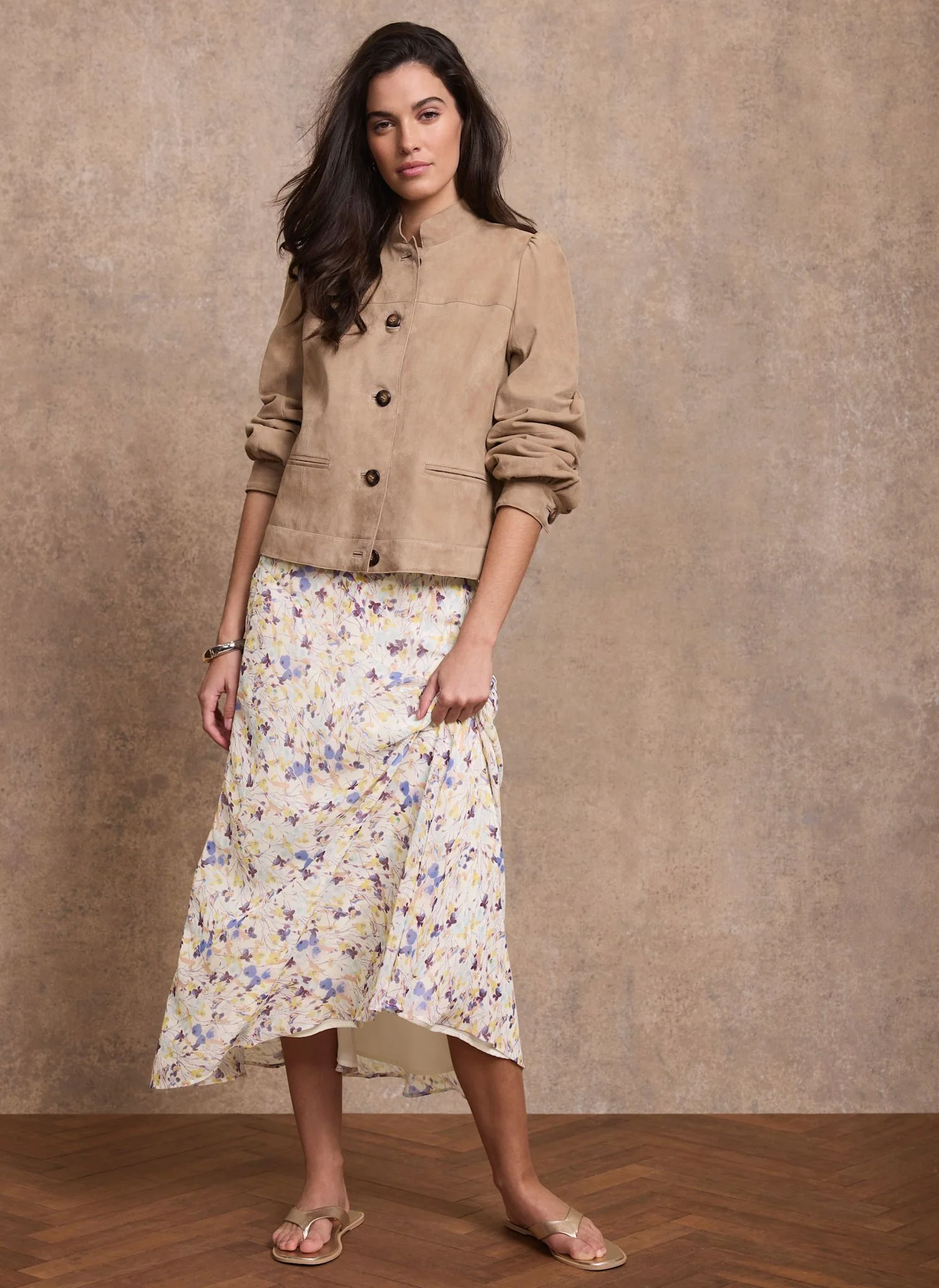 Pale Blue Floral Print Midi Skirt - Image 5