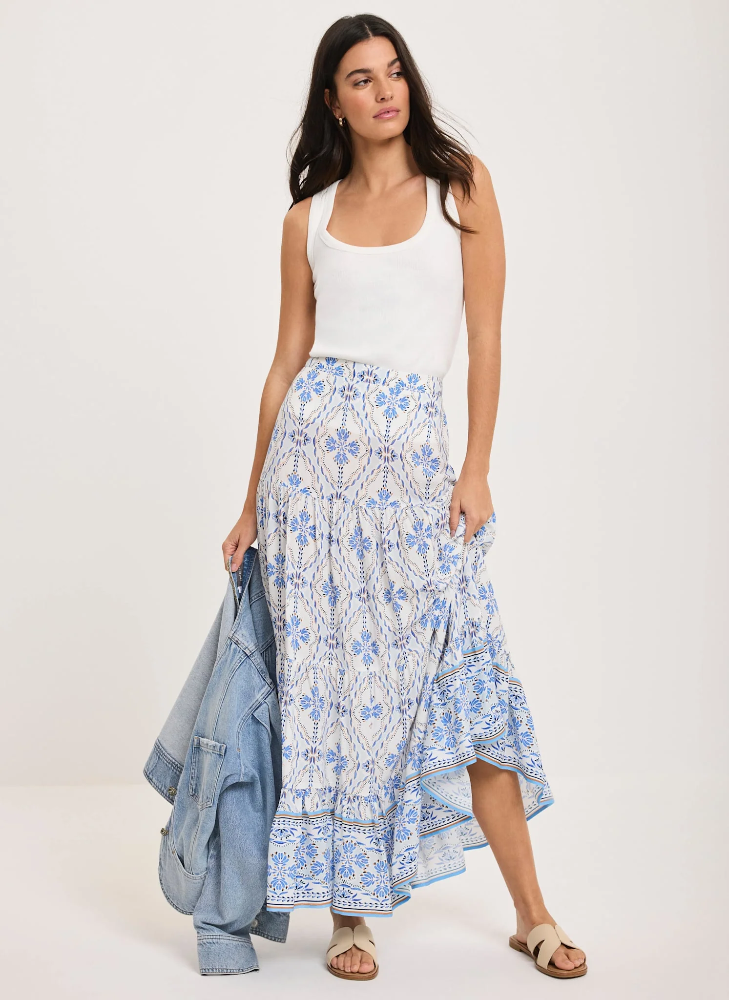 Blue Floral Print Maxi Skirt - Image 4