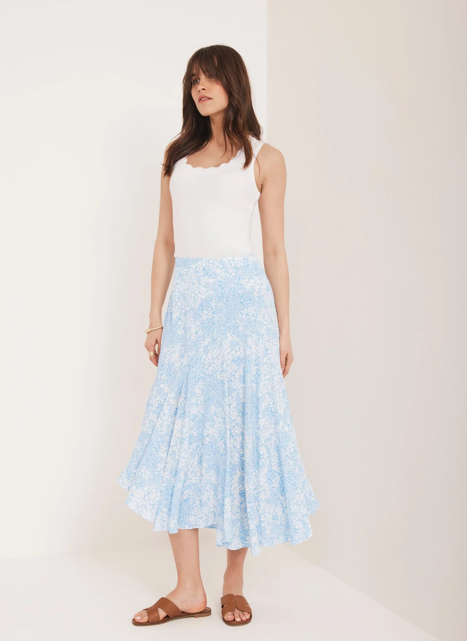 Blue Floral Print Skirt - Image 5