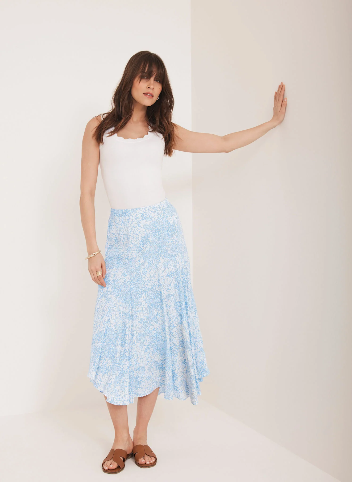 Blue Floral Print Skirt - Image 6