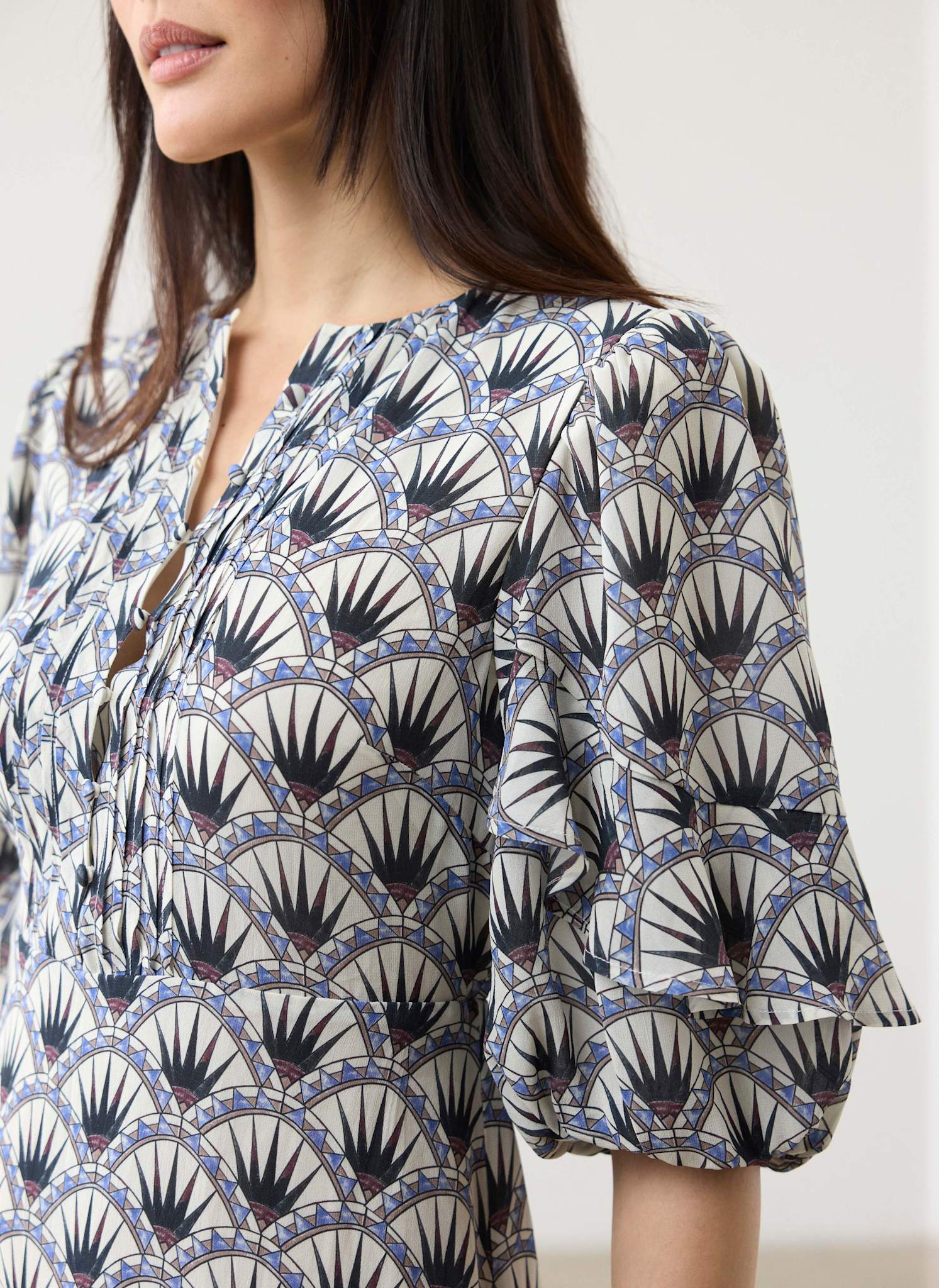 Blue Geo Print Mini Dress - Image 4