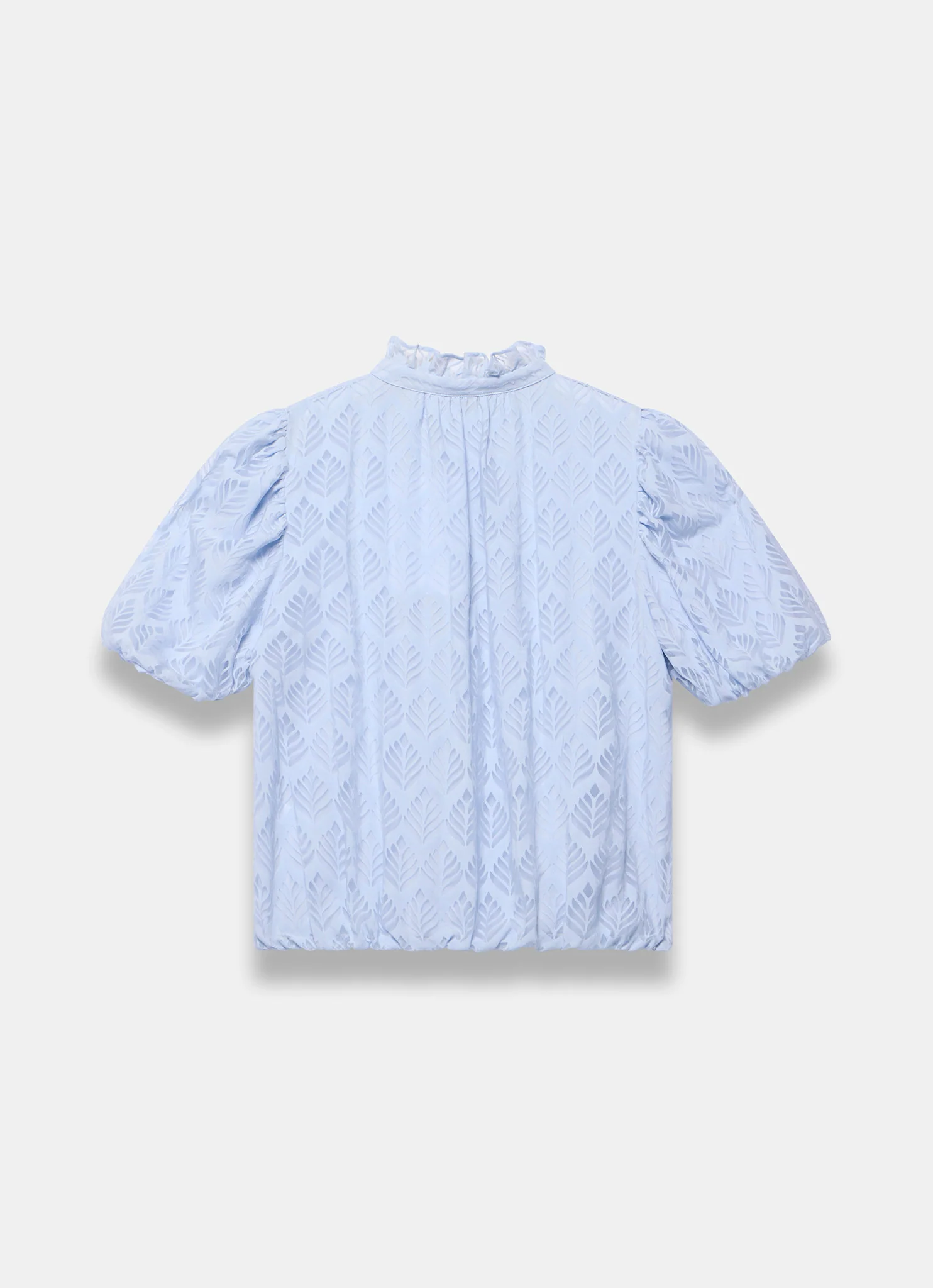 Blue Jacquard Ruffle Blouse - Image 7