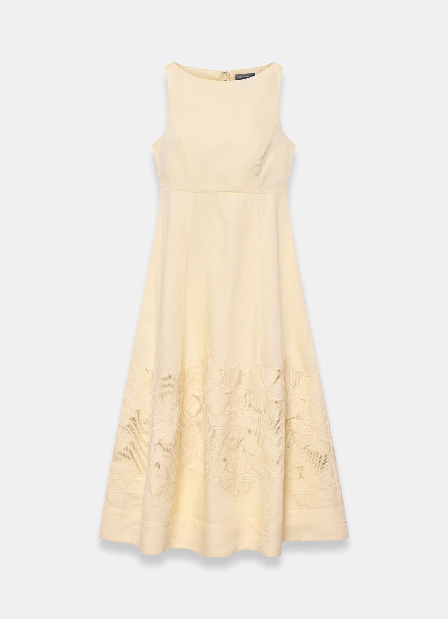 Yellow Linen Blend Lace Midi Dress - Image 7